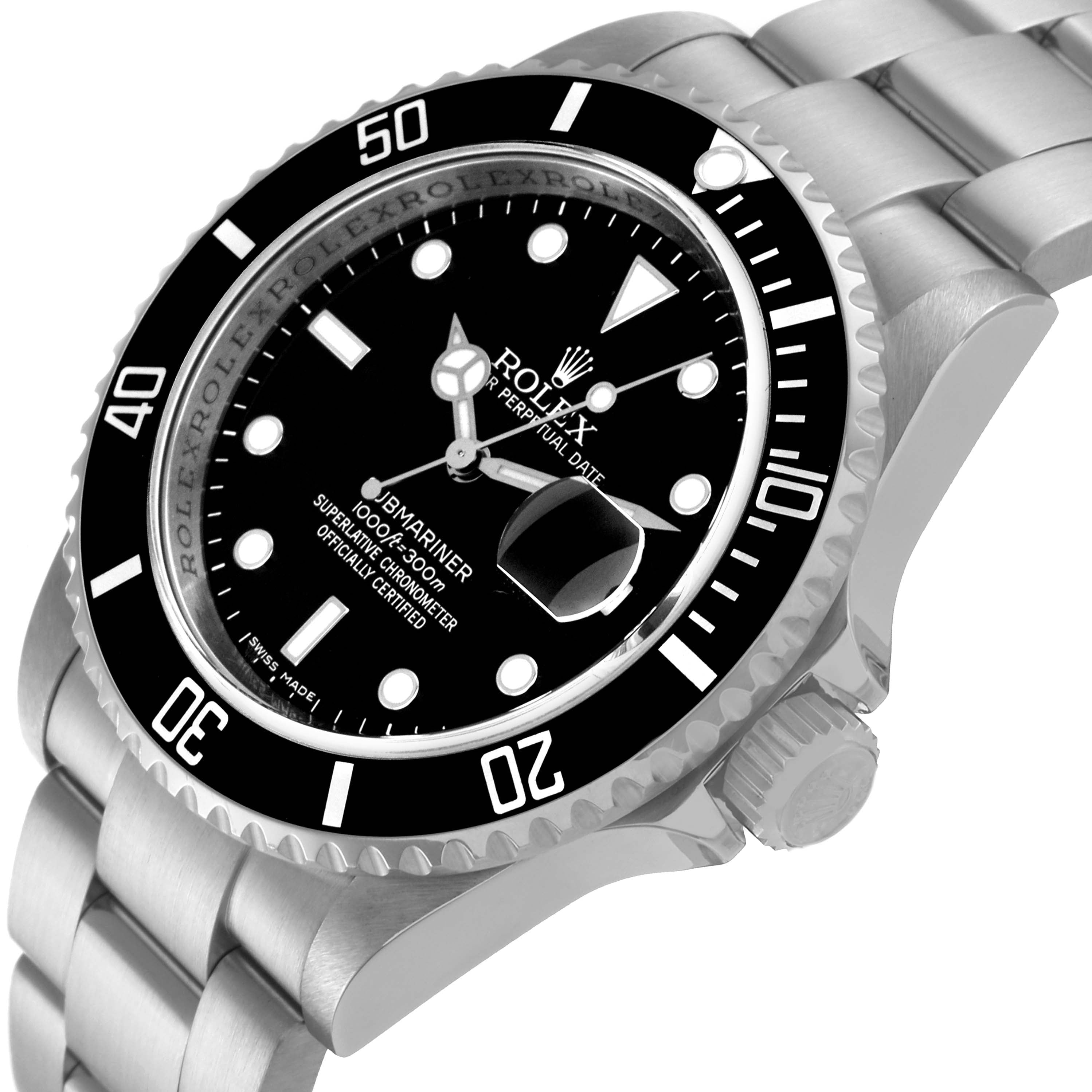 Rolex Submariner Date 40mm Black Dial Steel Mens Watch 16610 Box Card
