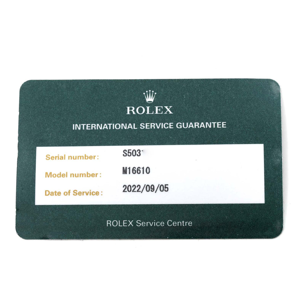 Rolex Submariner Date 40mm Black Dial Steel Mens Watch 16610 Box Service Card