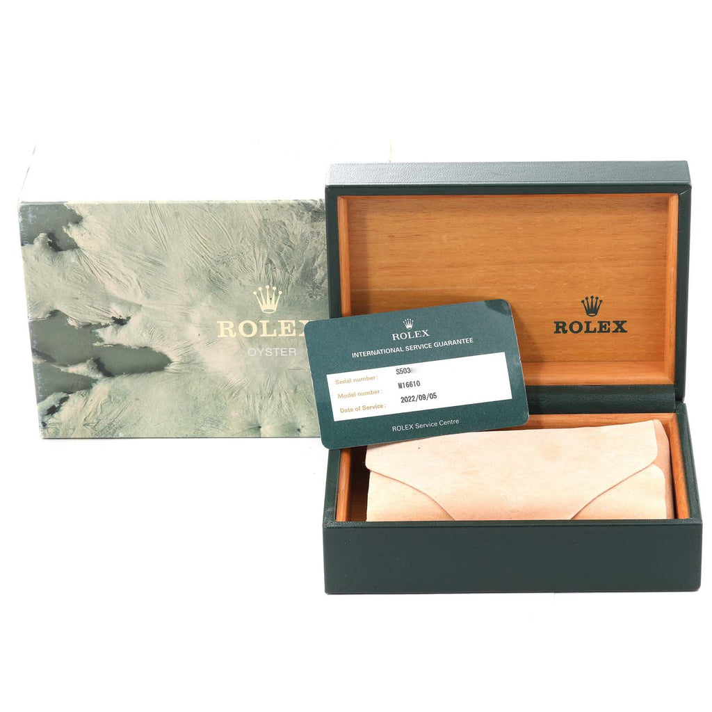 Rolex Submariner Date 40mm Black Dial Steel Mens Watch 16610 Box Service Card