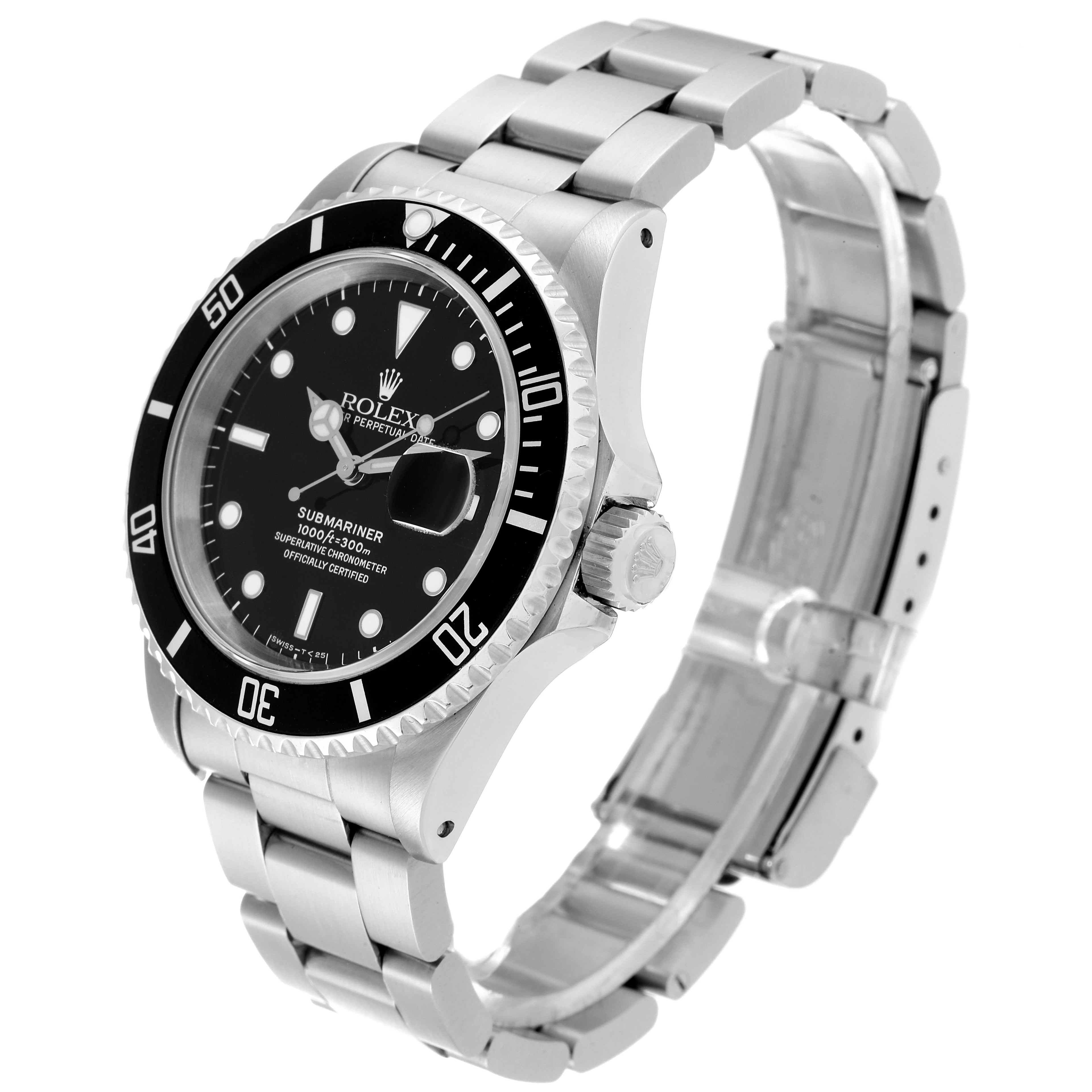 Rolex Submariner Date 40mm Black Dial Steel Mens Watch 16610 Box Service Card