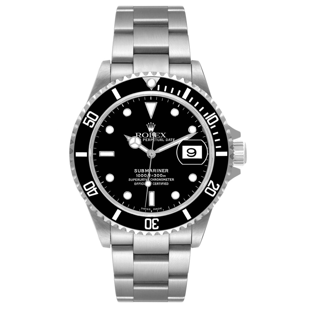 Rolex Submariner Date 40mm Black Dial Steel Mens Watch 16610 Unworn NOS