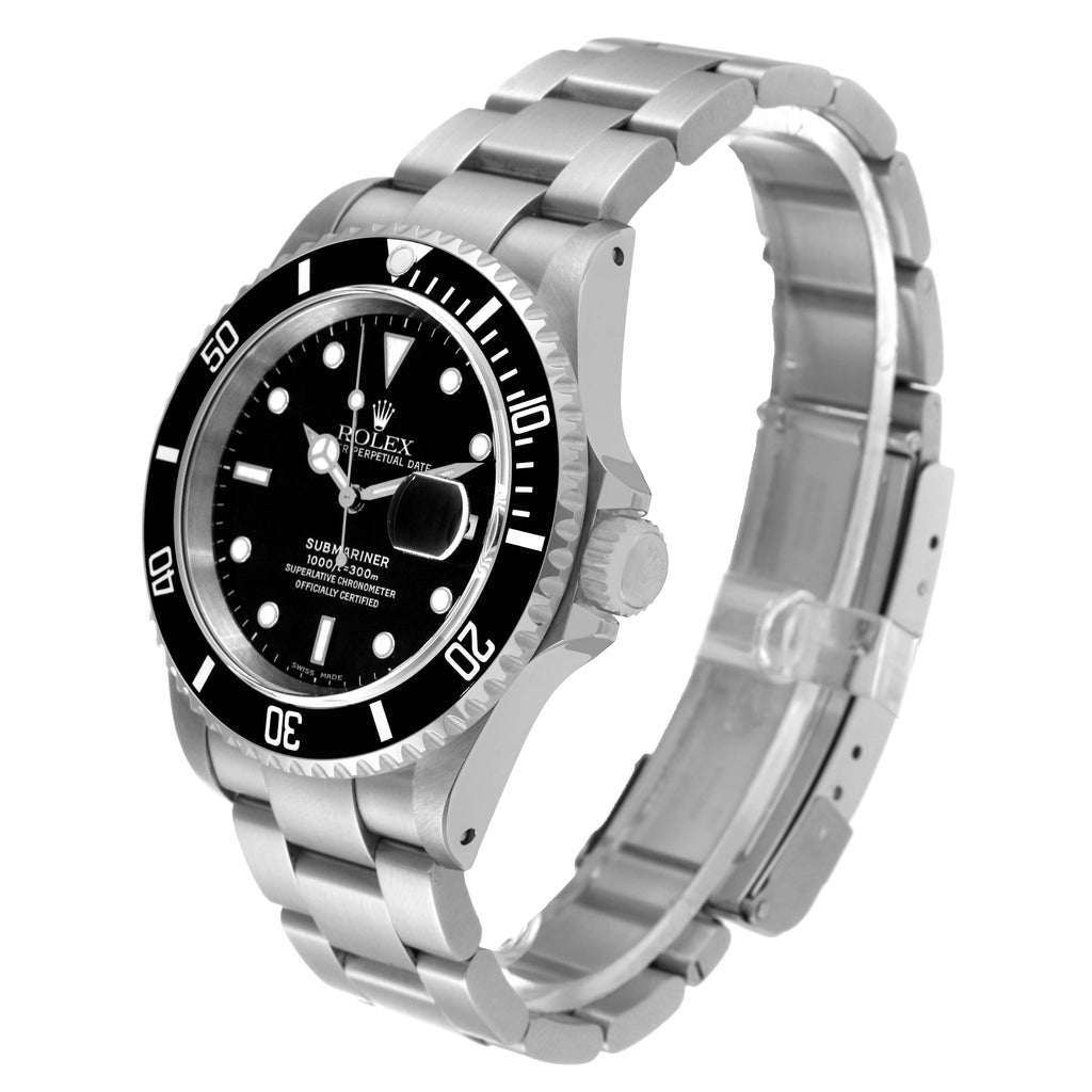 Rolex Submariner Date 40mm Black Dial Steel Mens Watch 16610 Unworn NOS