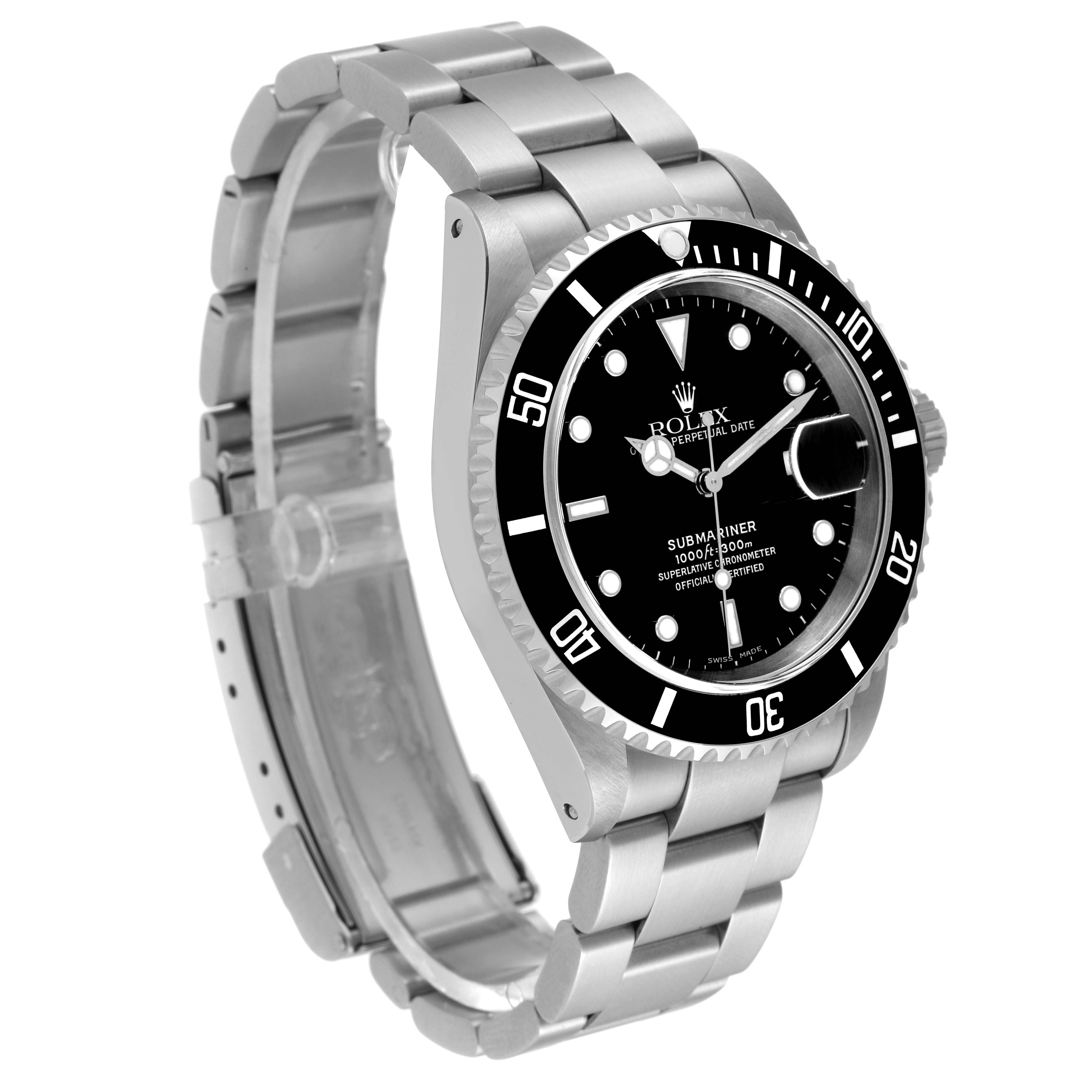 Rolex Submariner Date 40mm Black Dial Steel Mens Watch 16610 Unworn NOS