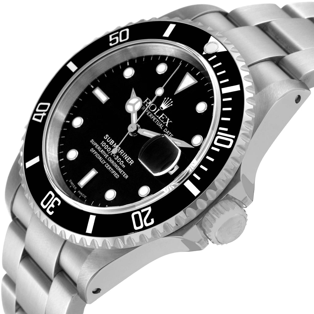 Rolex Submariner Date 40mm Black Dial Steel Mens Watch 16610 Unworn NOS