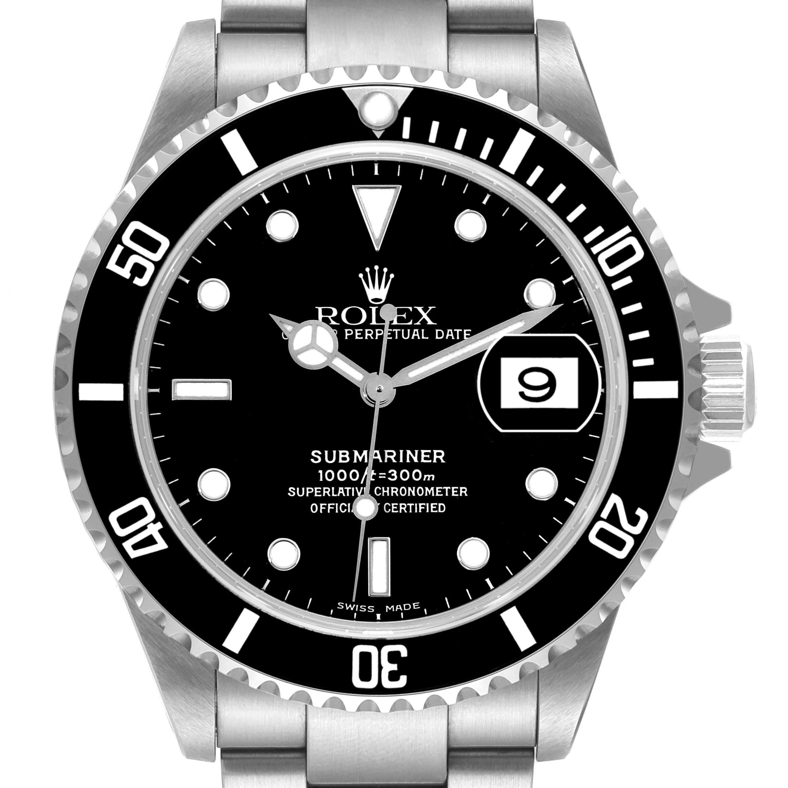 Rolex Submariner Date 40mm Black Dial Steel Mens Watch 16610 Unworn NOS
