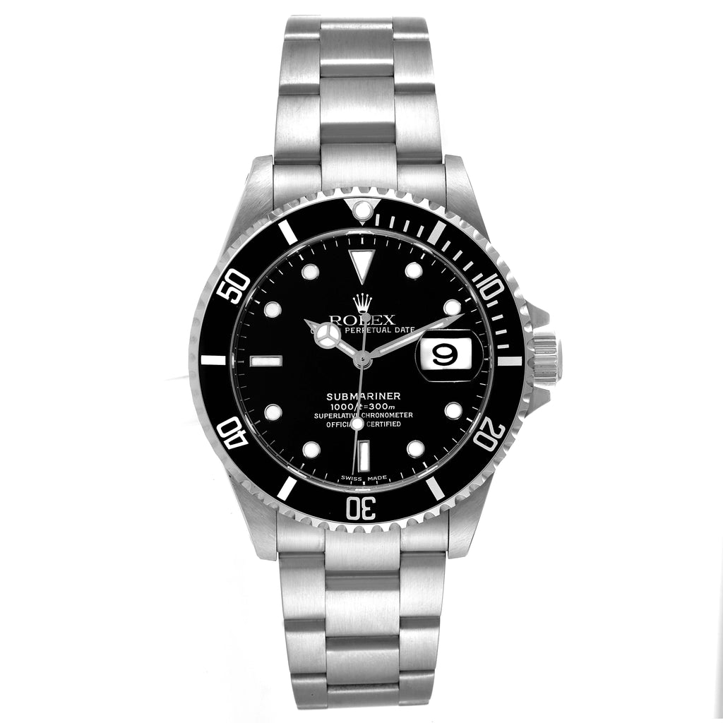 Rolex Submariner Date Black Dial Steel Mens Watch 16610 Unworn NOS