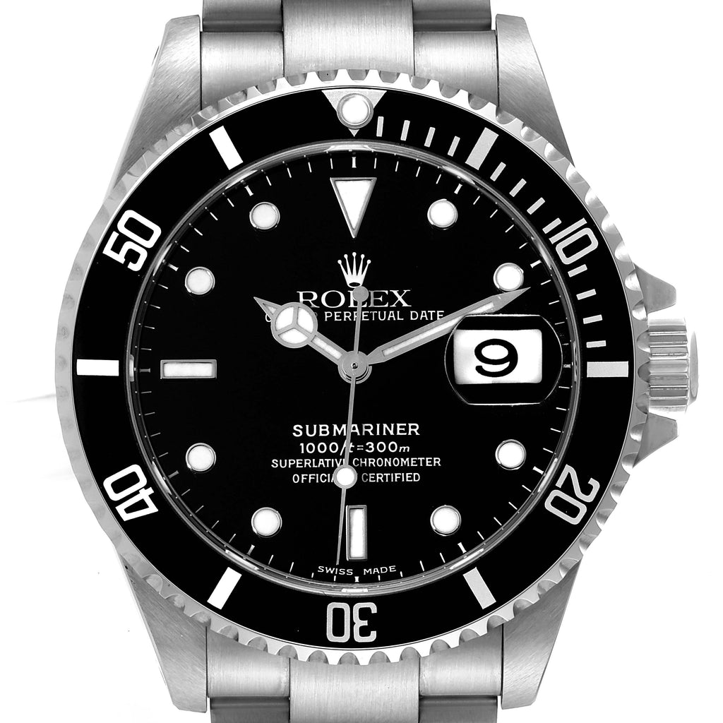 Rolex Submariner Date Black Dial Steel Mens Watch 16610 Unworn NOS