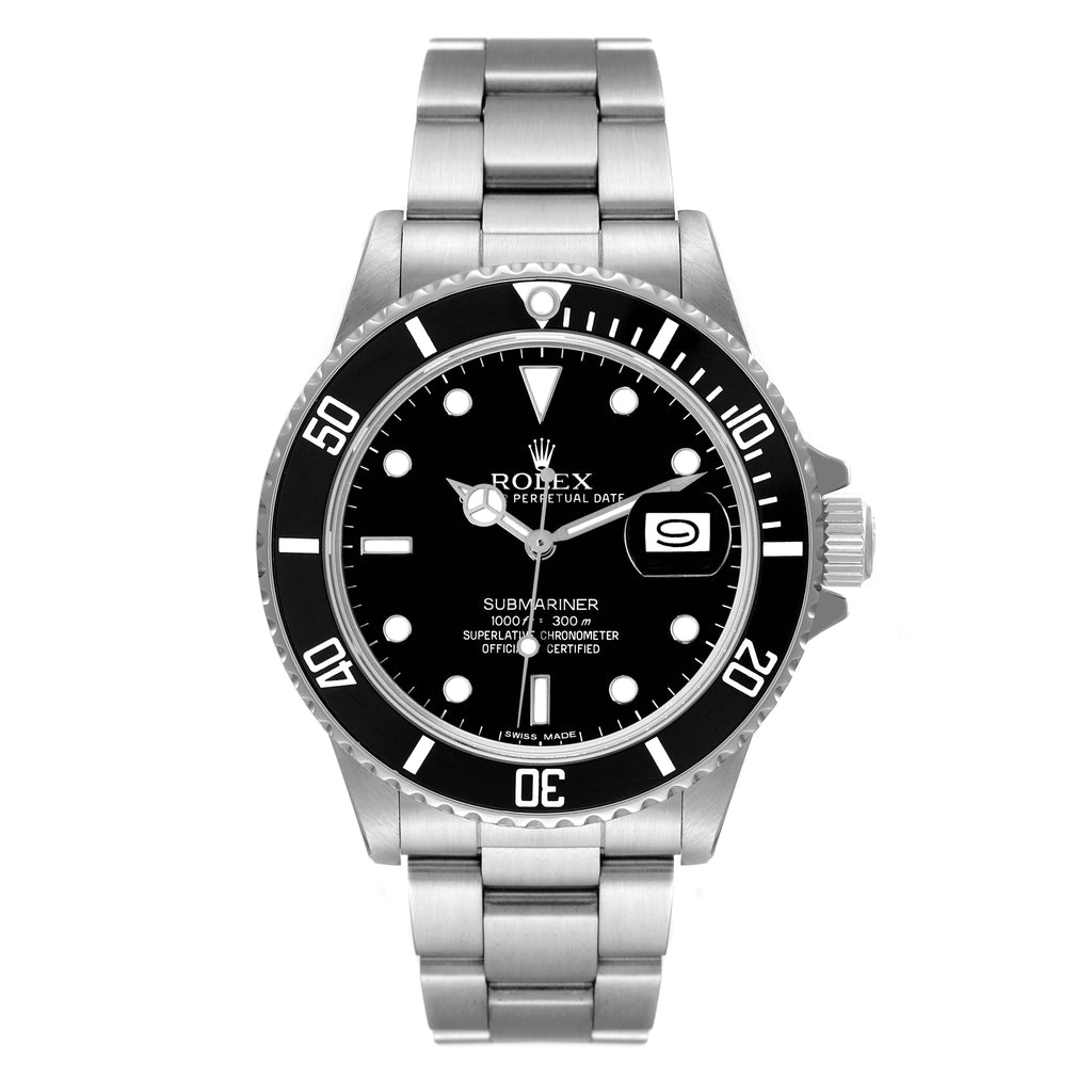 Rolex Submariner Date Steel Mens Vintage Watch 16800 Box Papers