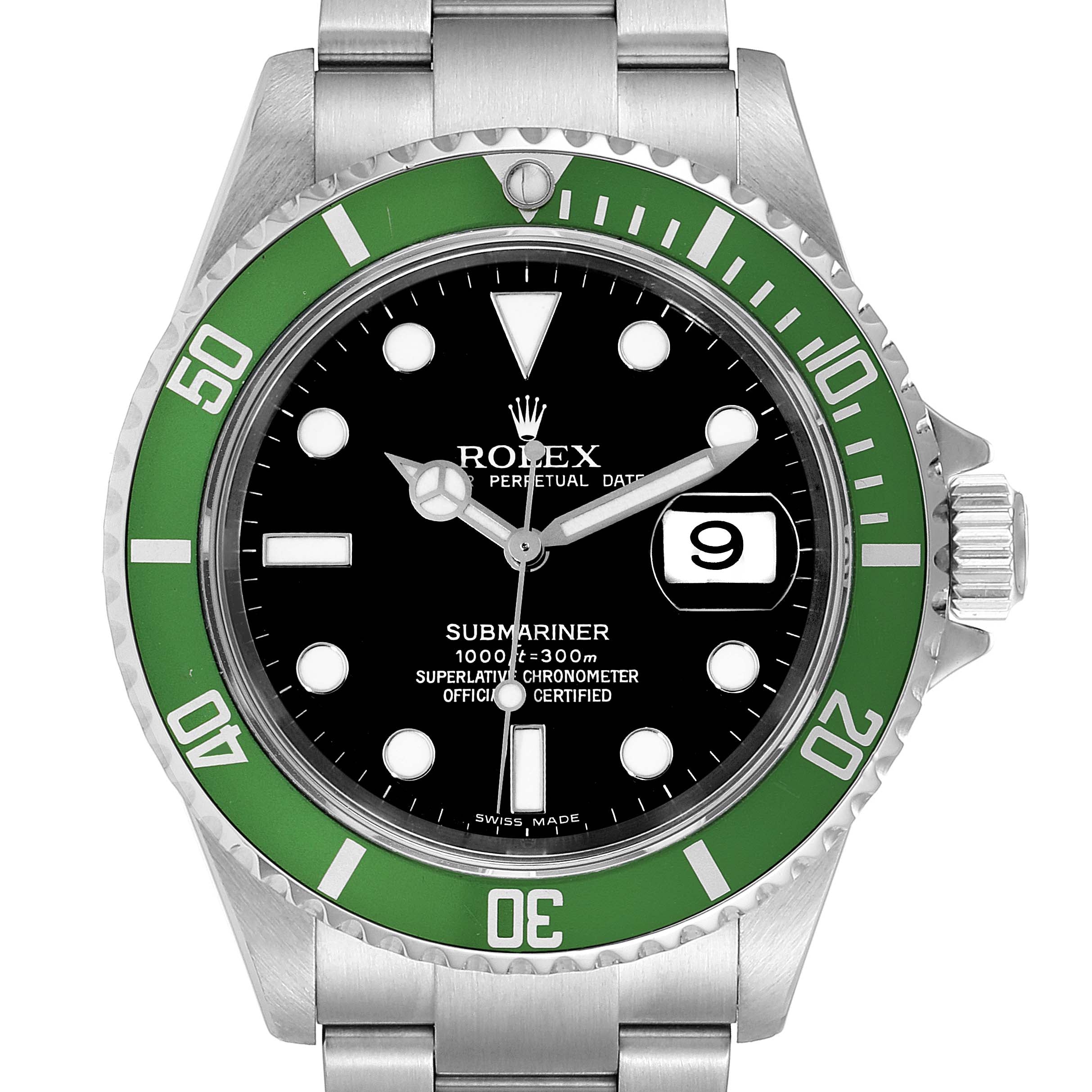 Rolex Submariner Green Bezel 50th Anniversary Steel Mens Watch 16610LV