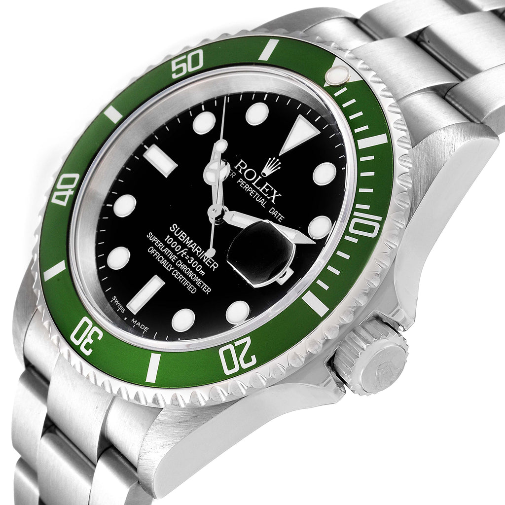 Rolex Submariner Green 50th Anniversary Flat 4 Steel Mens Watch 16610LV