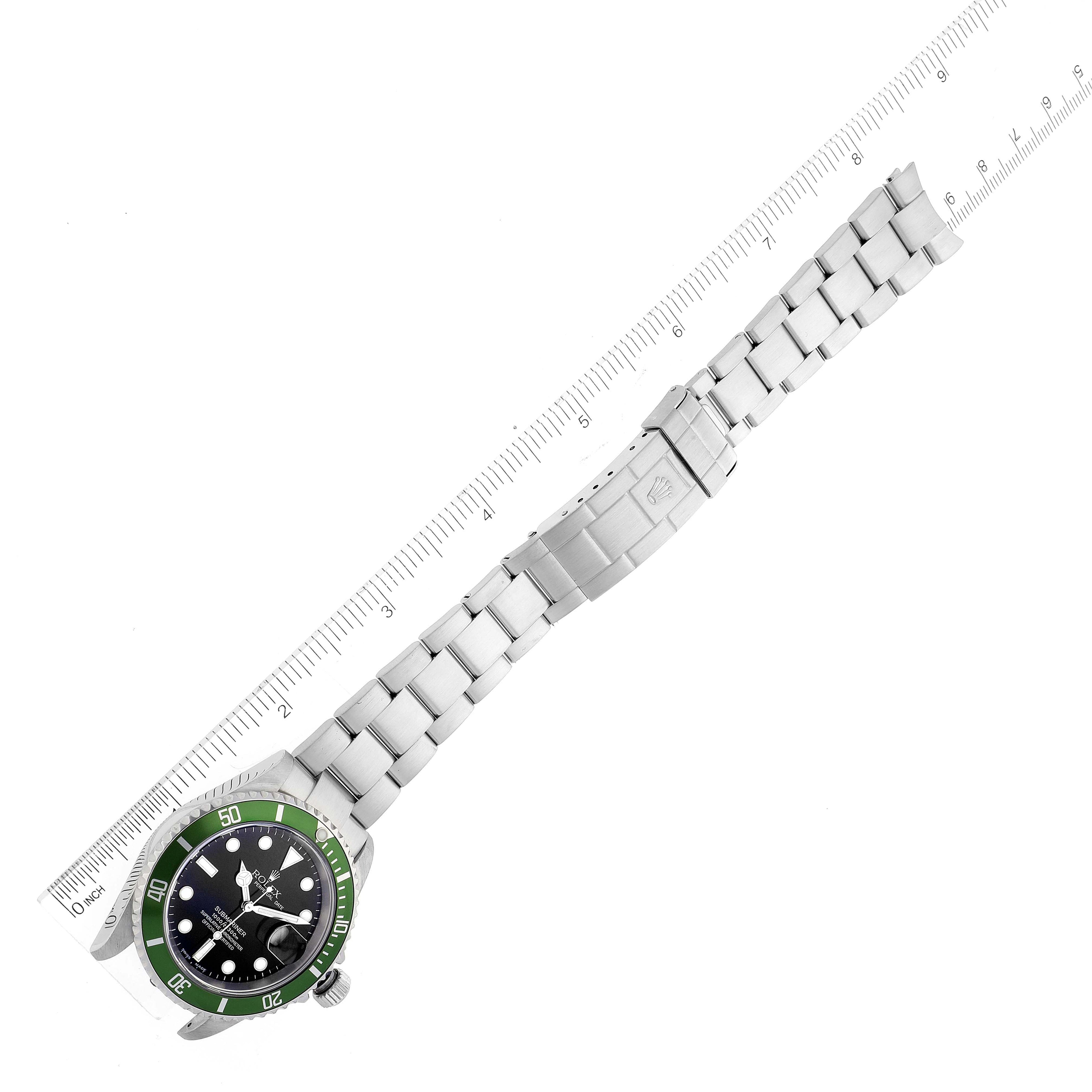 Rolex Submariner Green 50th Anniversary Flat 4 Steel Mens Watch 16610LV