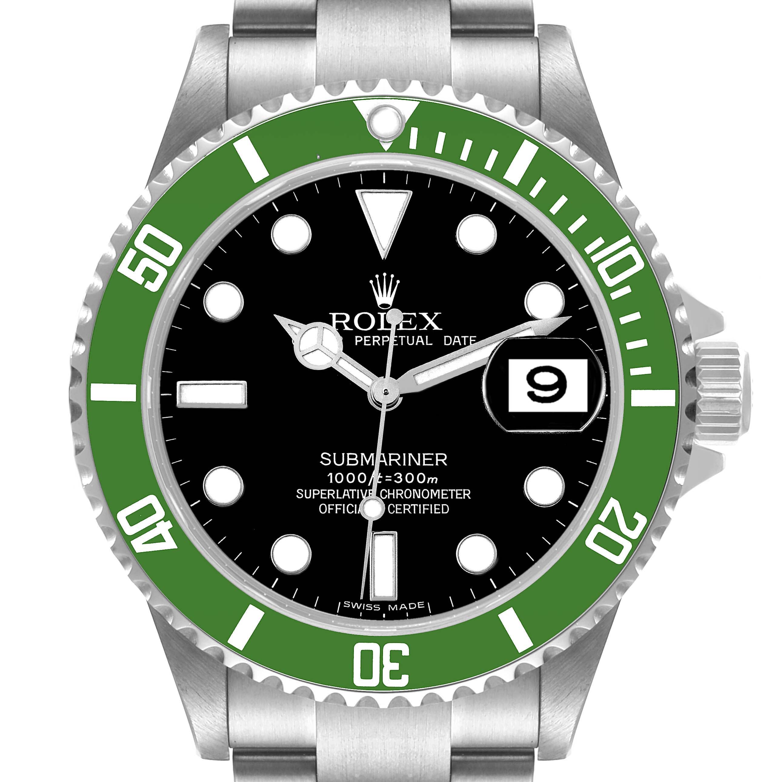 Rolex Submariner Green 50th Anniversary Steel Mens Watch 16610LV