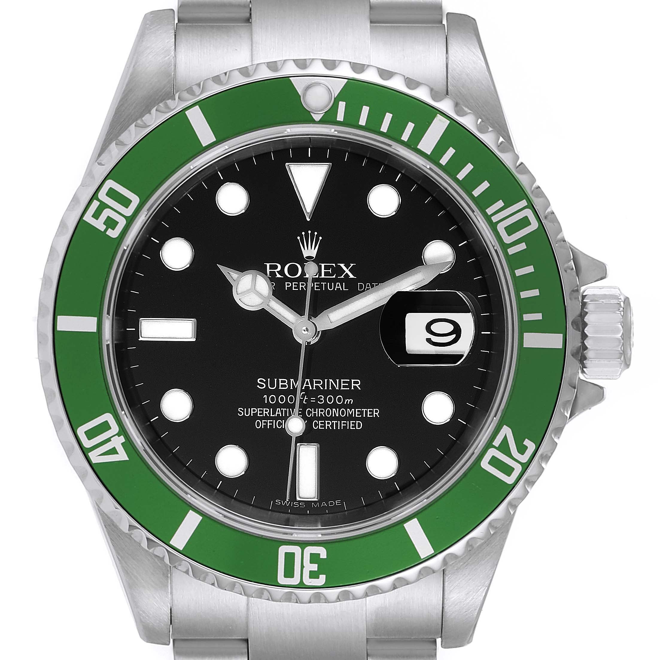 Rolex Submariner Kermit Green 50th Anniversary Mens Watch 16610LV