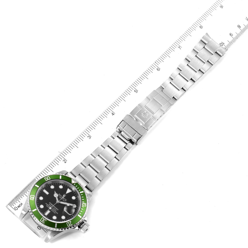 Rolex Submariner 50th Anniversary Green Bezel Flat 4 Steel Mens Watch 16610LV