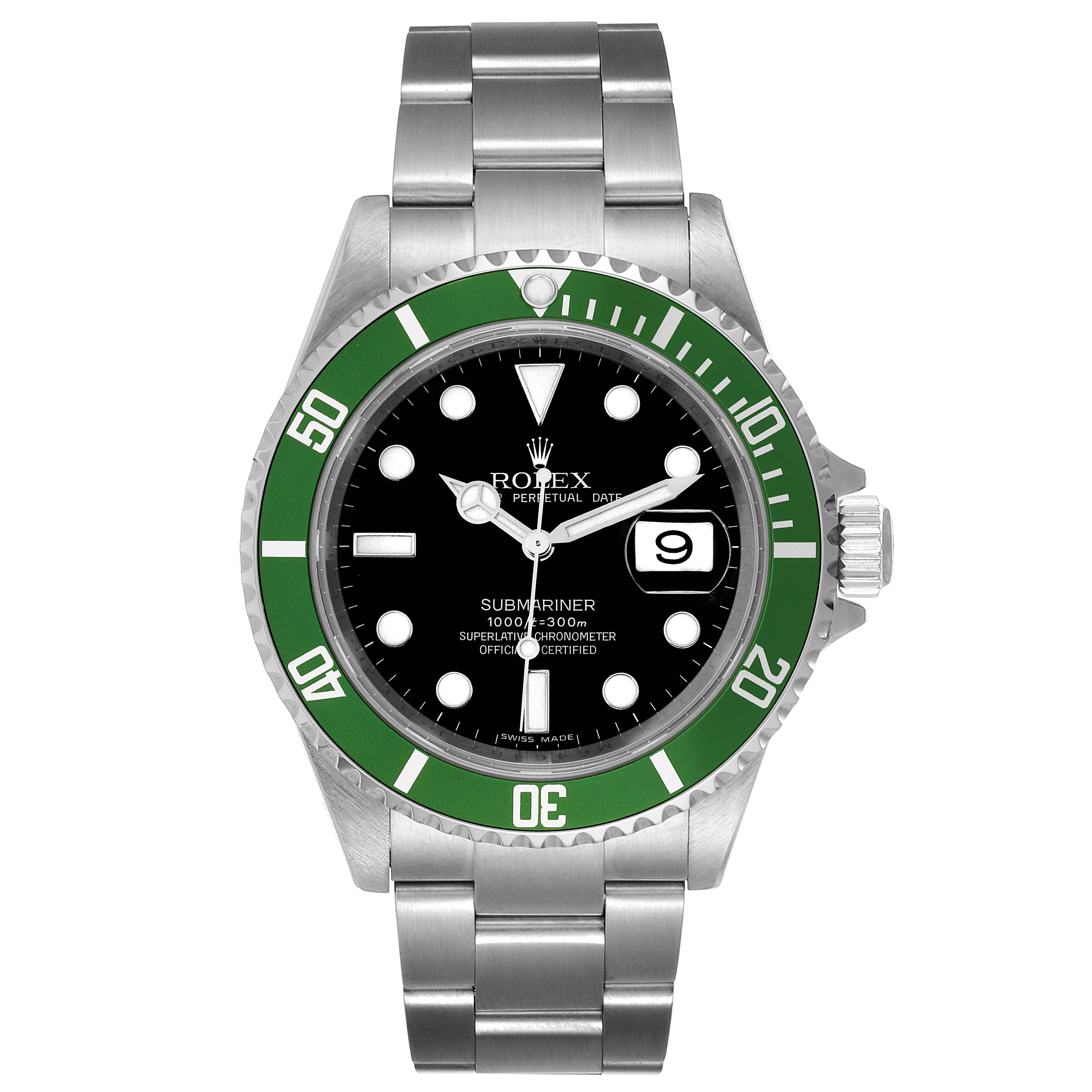 Rolex Submariner Green Kermit 50th Anniversary Steel Mens Watch 16610LV