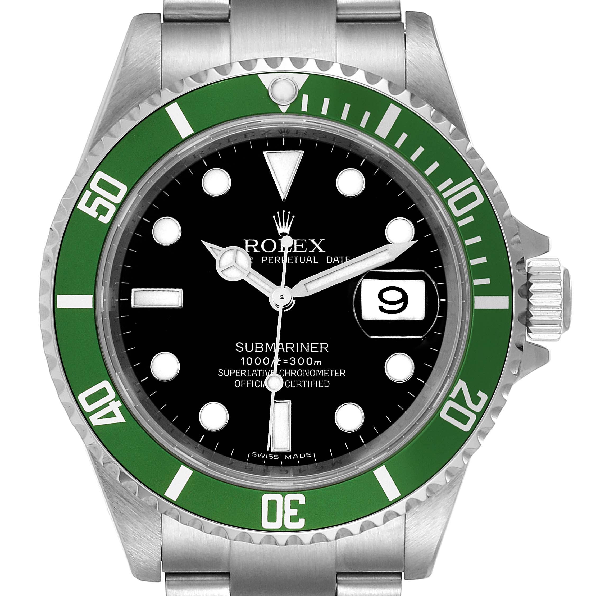 Rolex Submariner Green Kermit 50th Anniversary Steel Mens Watch 16610LV