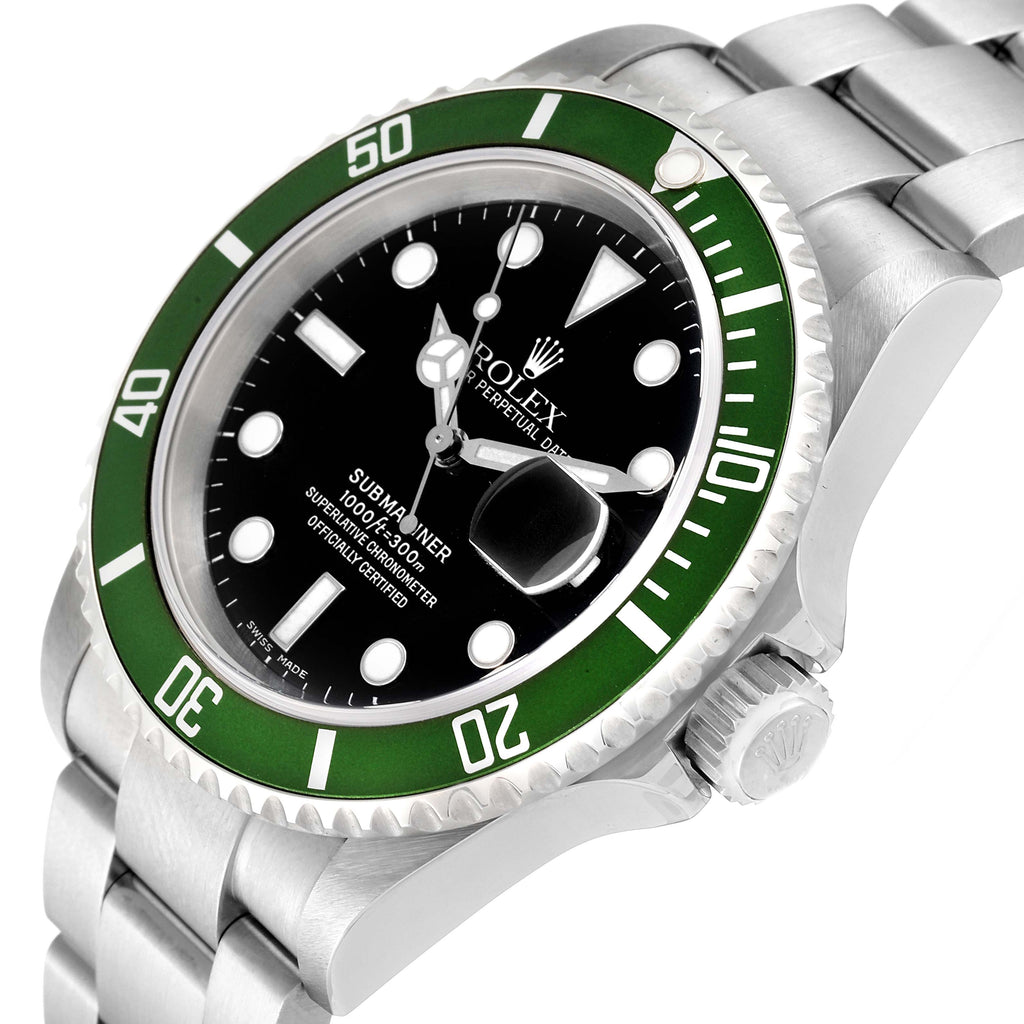 Rolex Submariner Green 50th Anniversary Steel Mens Watch 16610LV Box Papers
