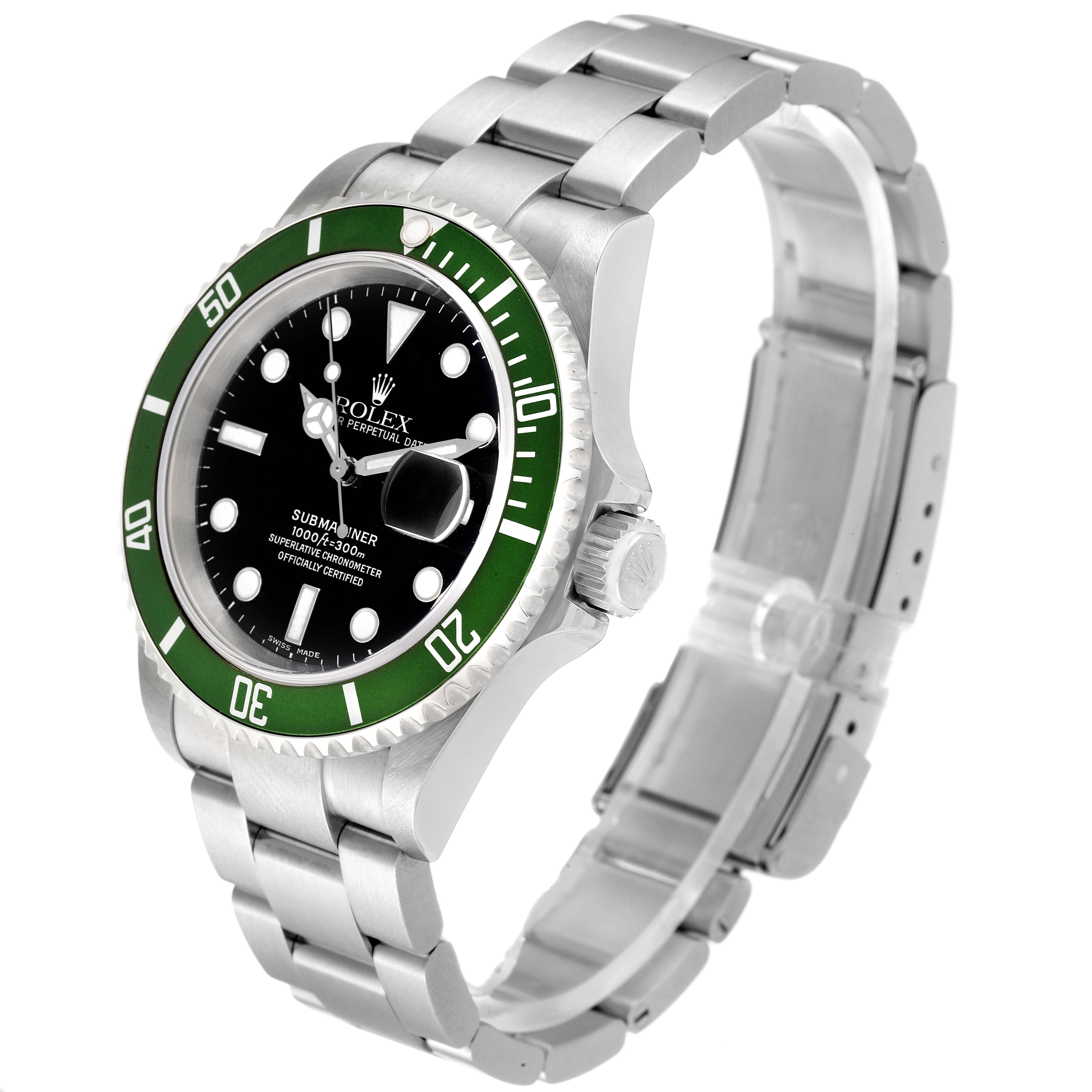 Rolex Submariner Green 50th Anniversary Steel Mens Watch 16610LV Box Papers