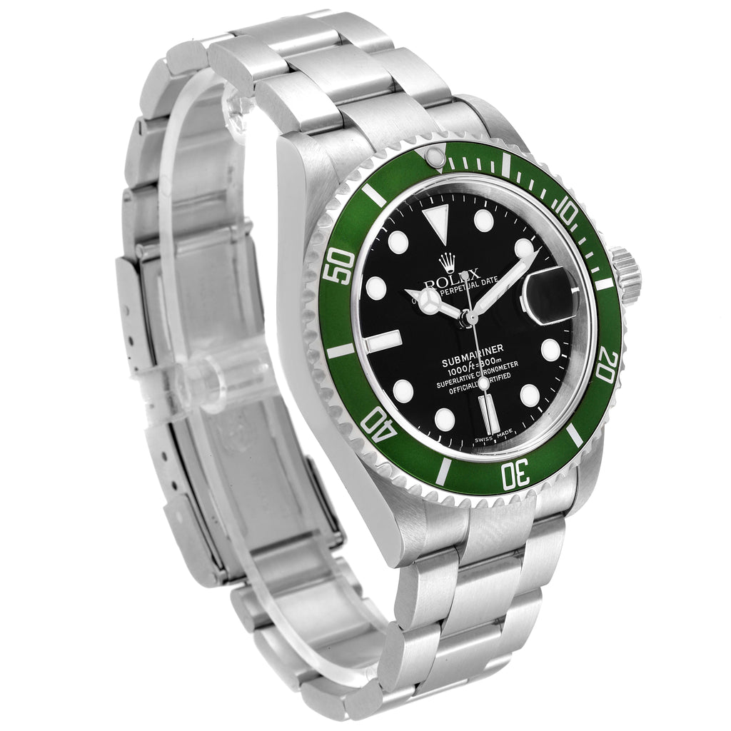 Rolex Submariner Green 50th Anniversary Steel Mens Watch 16610LV Box Papers
