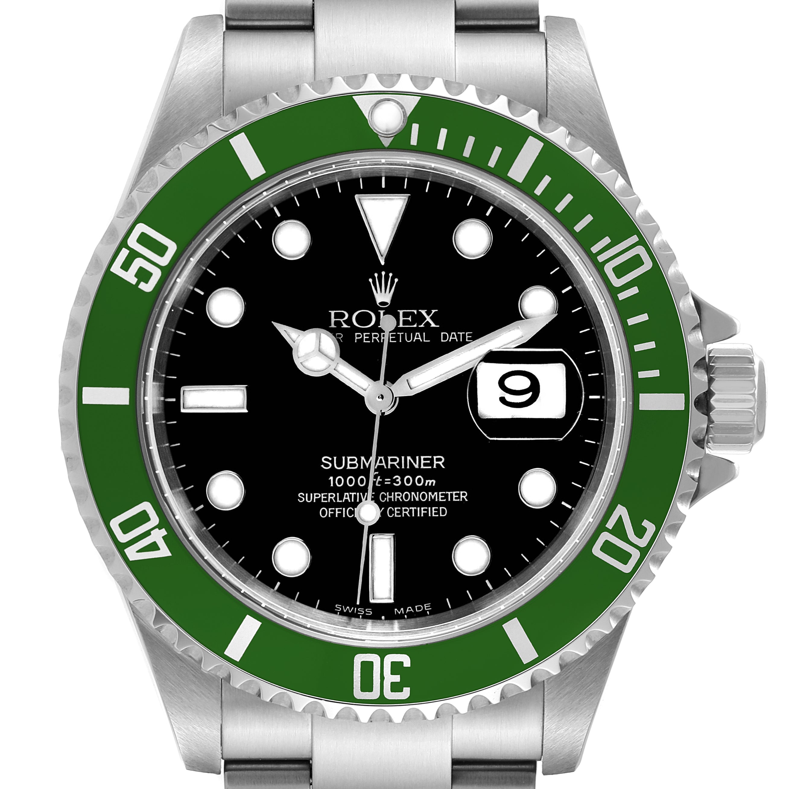 Rolex Submariner Green 50th Anniversary Steel Watch 16610LV Unworn NOS