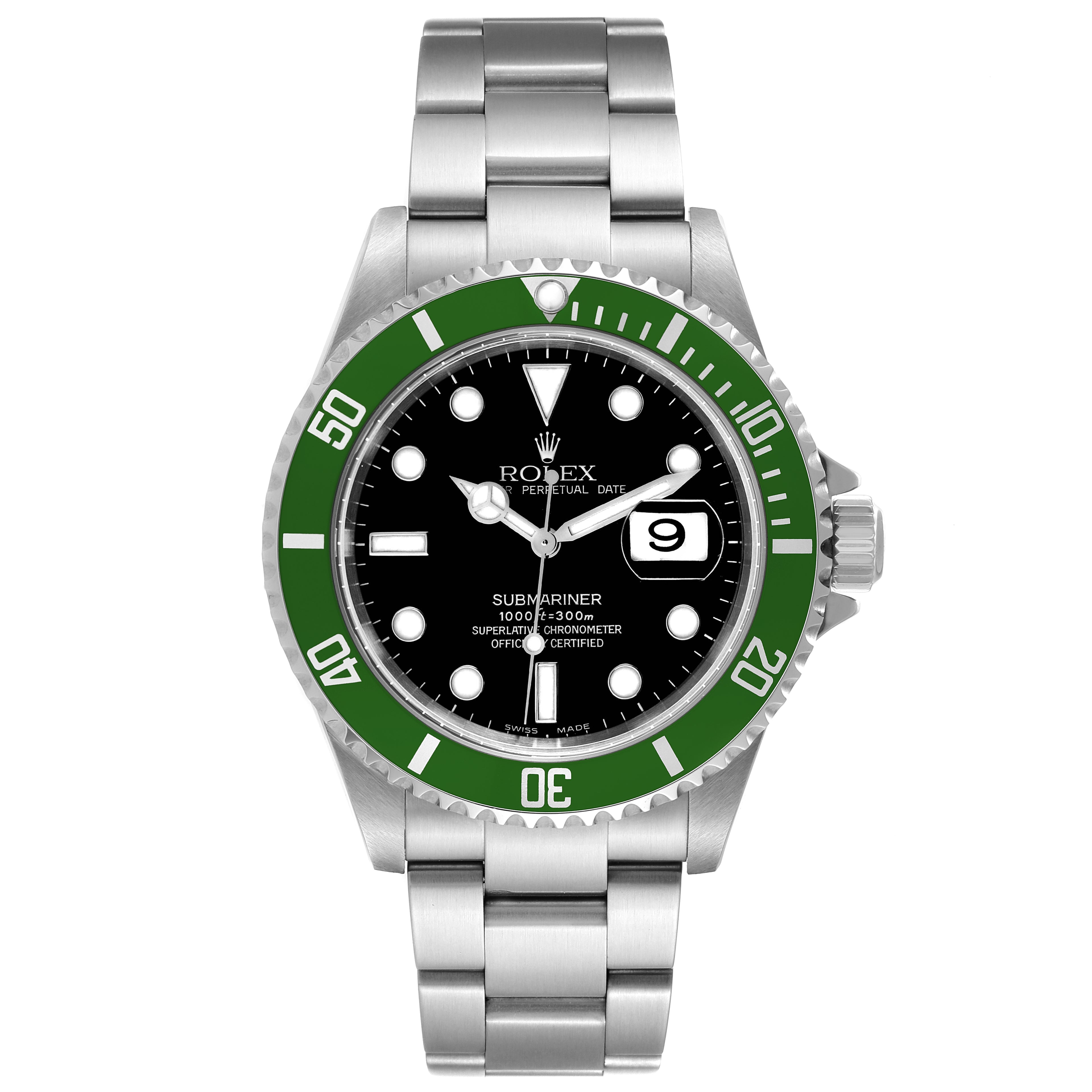 Rolex Submariner Green 50th Anniversary Steel Watch 16610LV Unworn NOS