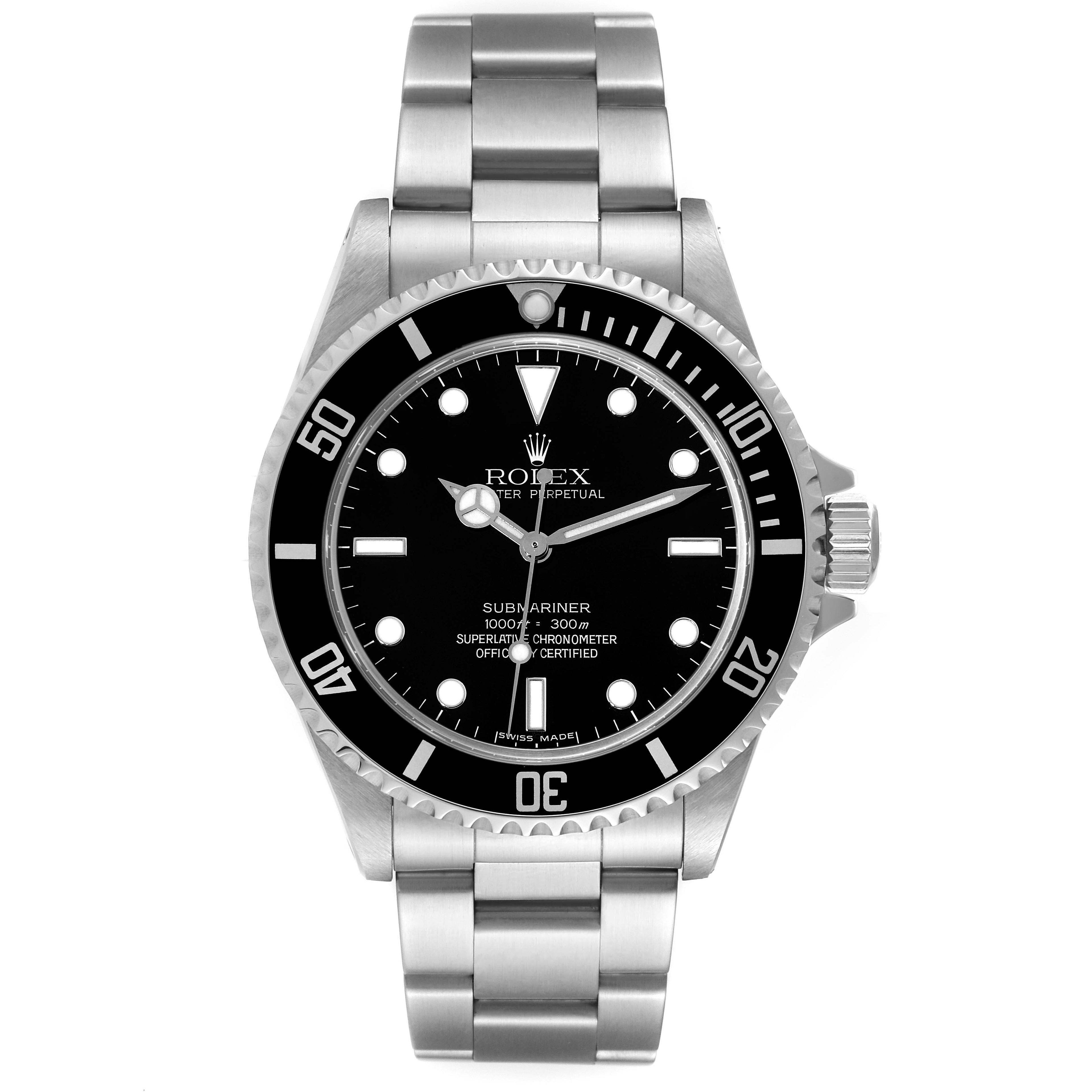 Rolex Submariner No Date 40mm 4 Lines Steel Mens Watch 14060 Box Card