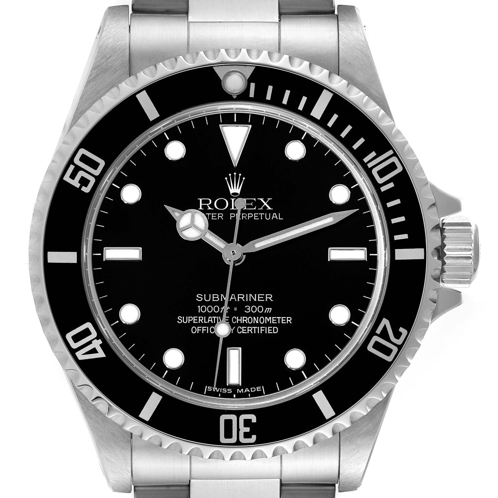 Rolex Submariner No Date 40mm 4 Lines Steel Mens Watch 14060 Box Card