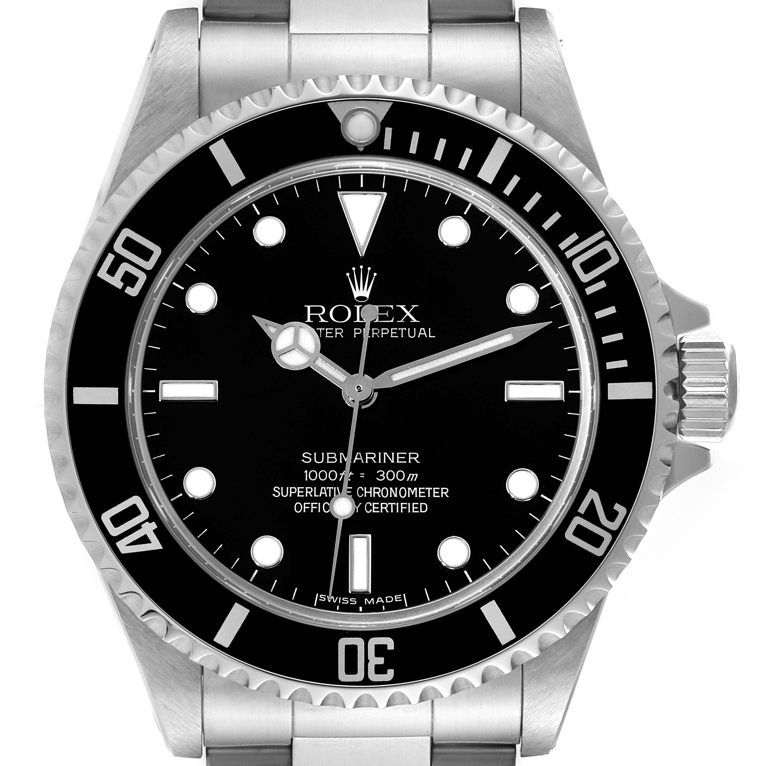 Rolex Submariner No Date 40mm 4 Lines Steel Mens Watch 14060 Box Card