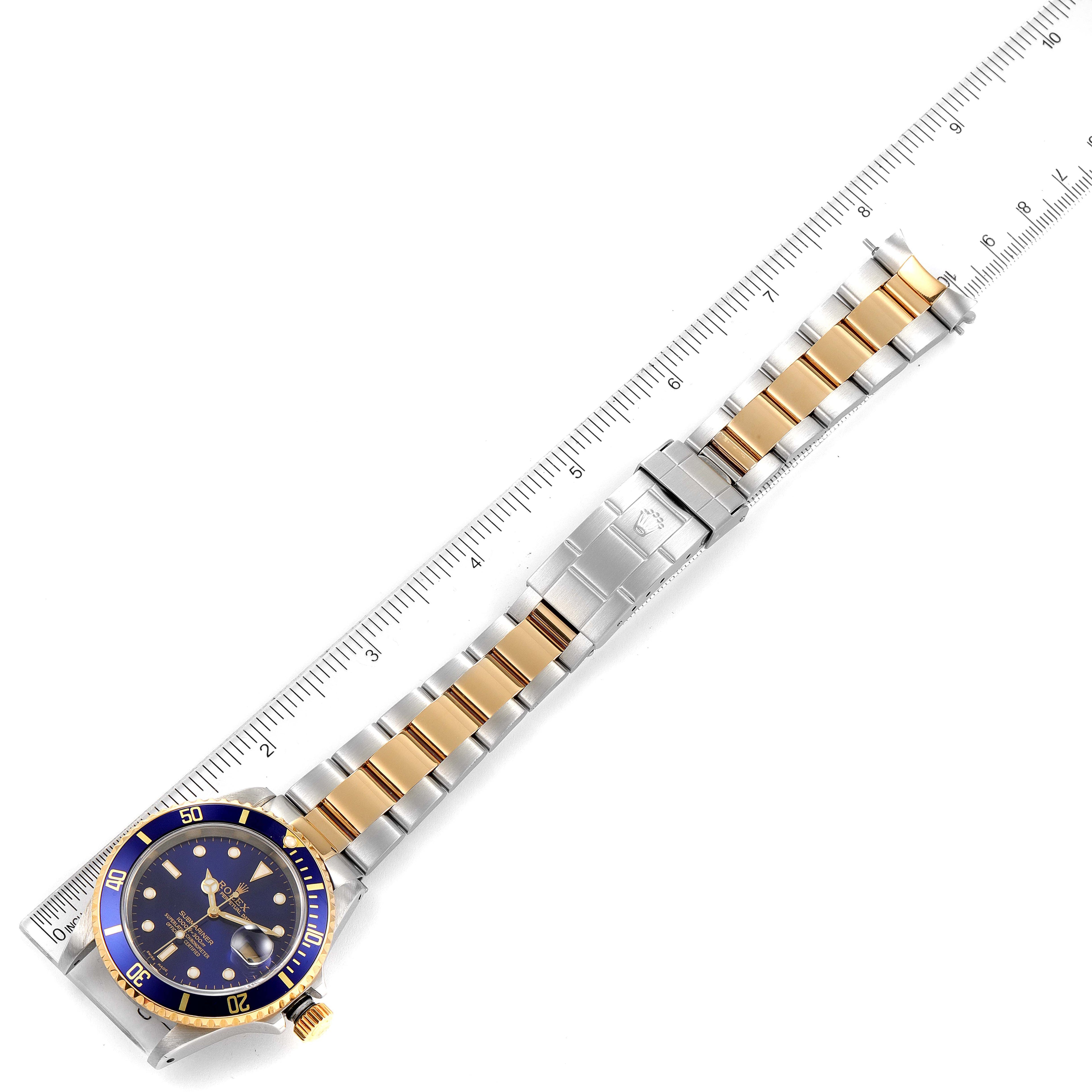 Rolex Submariner Purple Blue Dial Steel Yellow Gold Mens Watch 16613