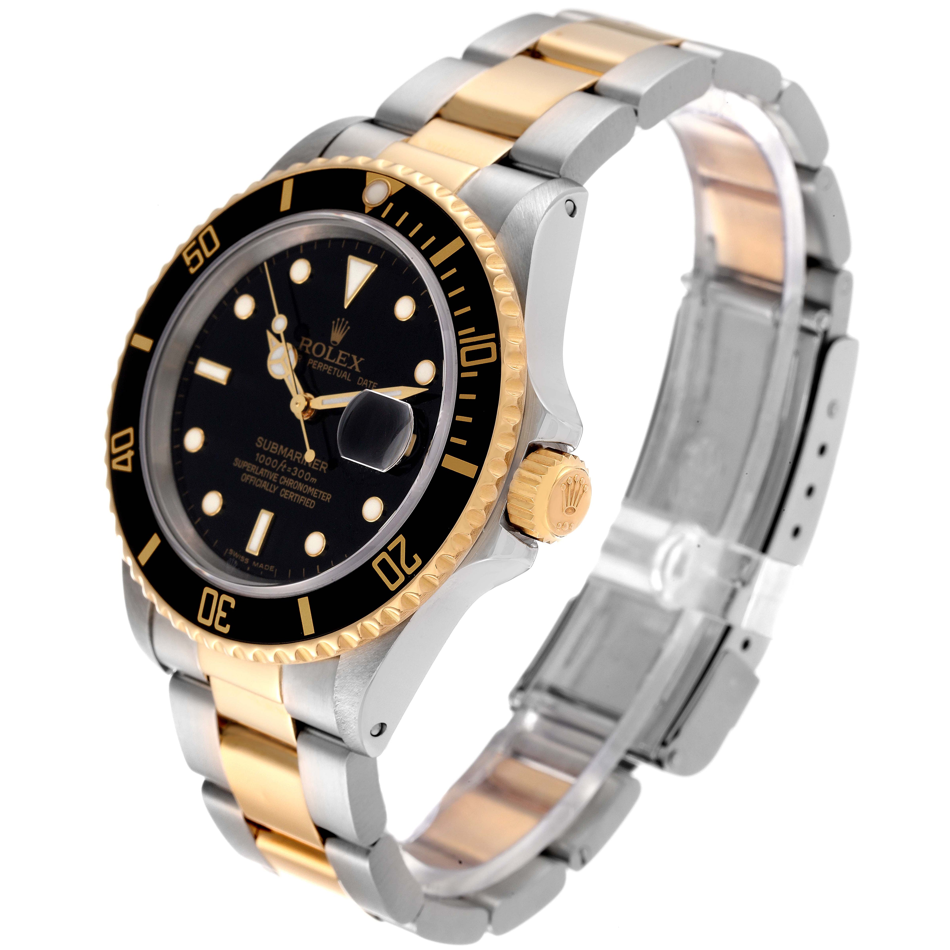 Rolex Submariner Steel 18K Yellow Gold Black Dial Mens Watch 16803