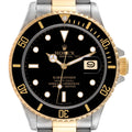Rolex Submariner Steel 18K Yellow Gold Black Dial Mens Watch 16803