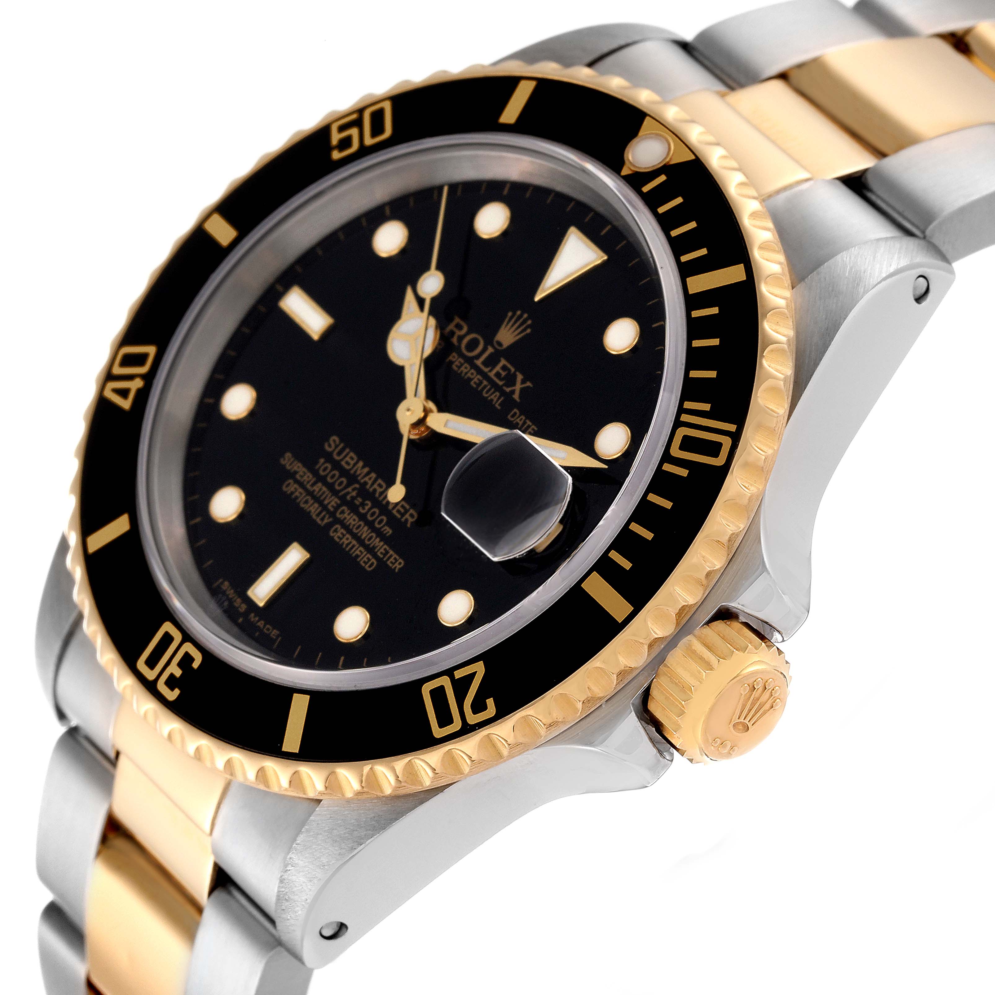 Rolex Submariner Steel 18K Yellow Gold Black Dial Mens Watch 16803