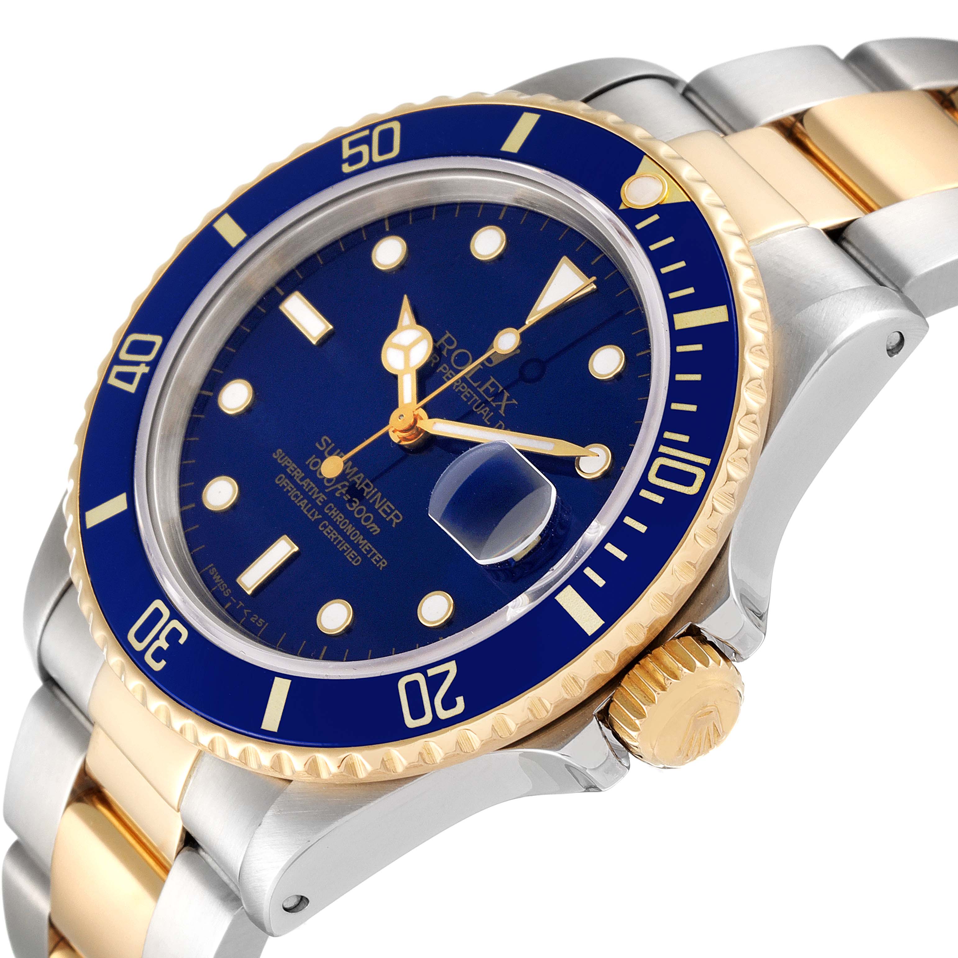 Rolex Submariner Steel 18K Yellow Gold Blue Dial Mens Watch 16803
