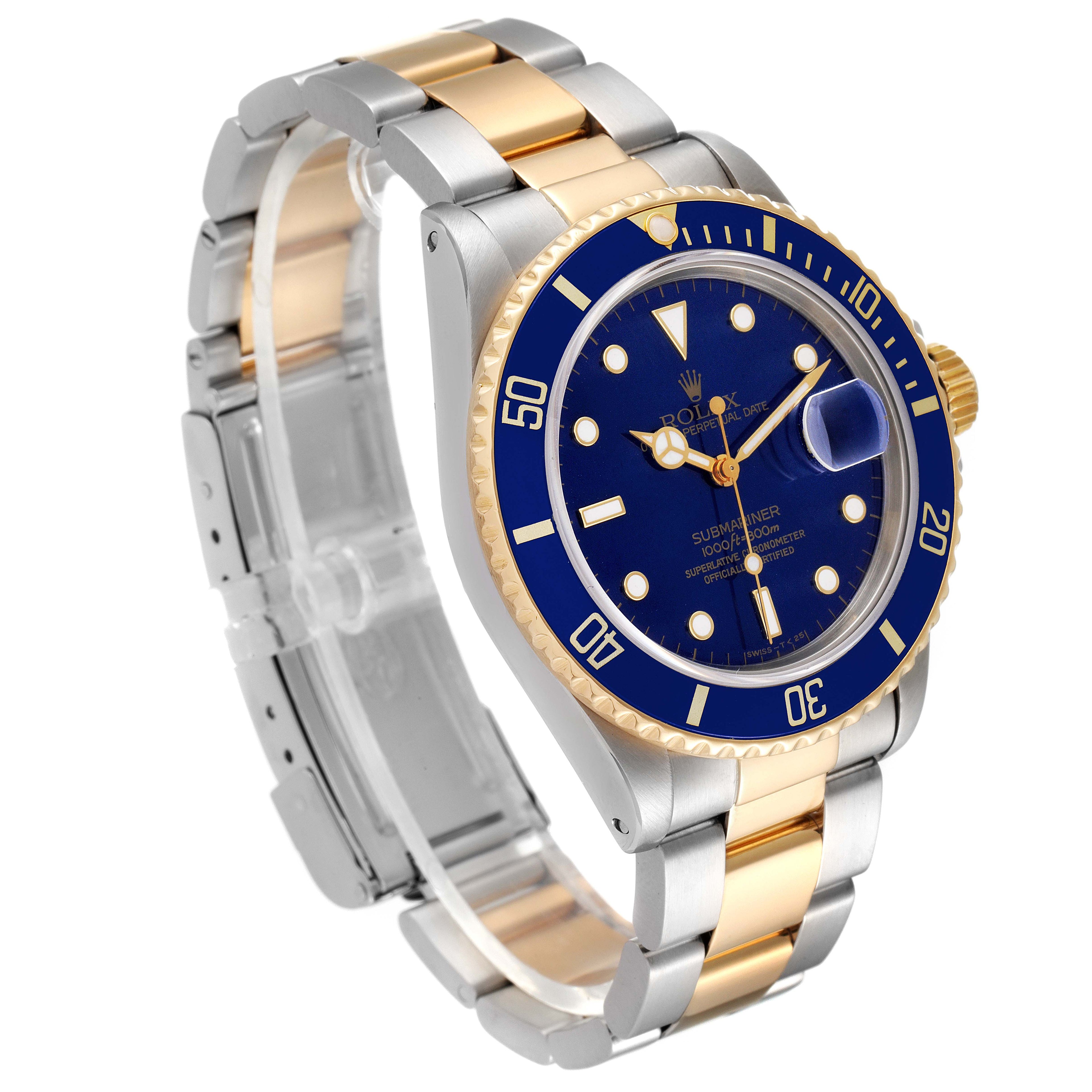 Rolex Submariner Steel 18K Yellow Gold Blue Dial Mens Watch 16803