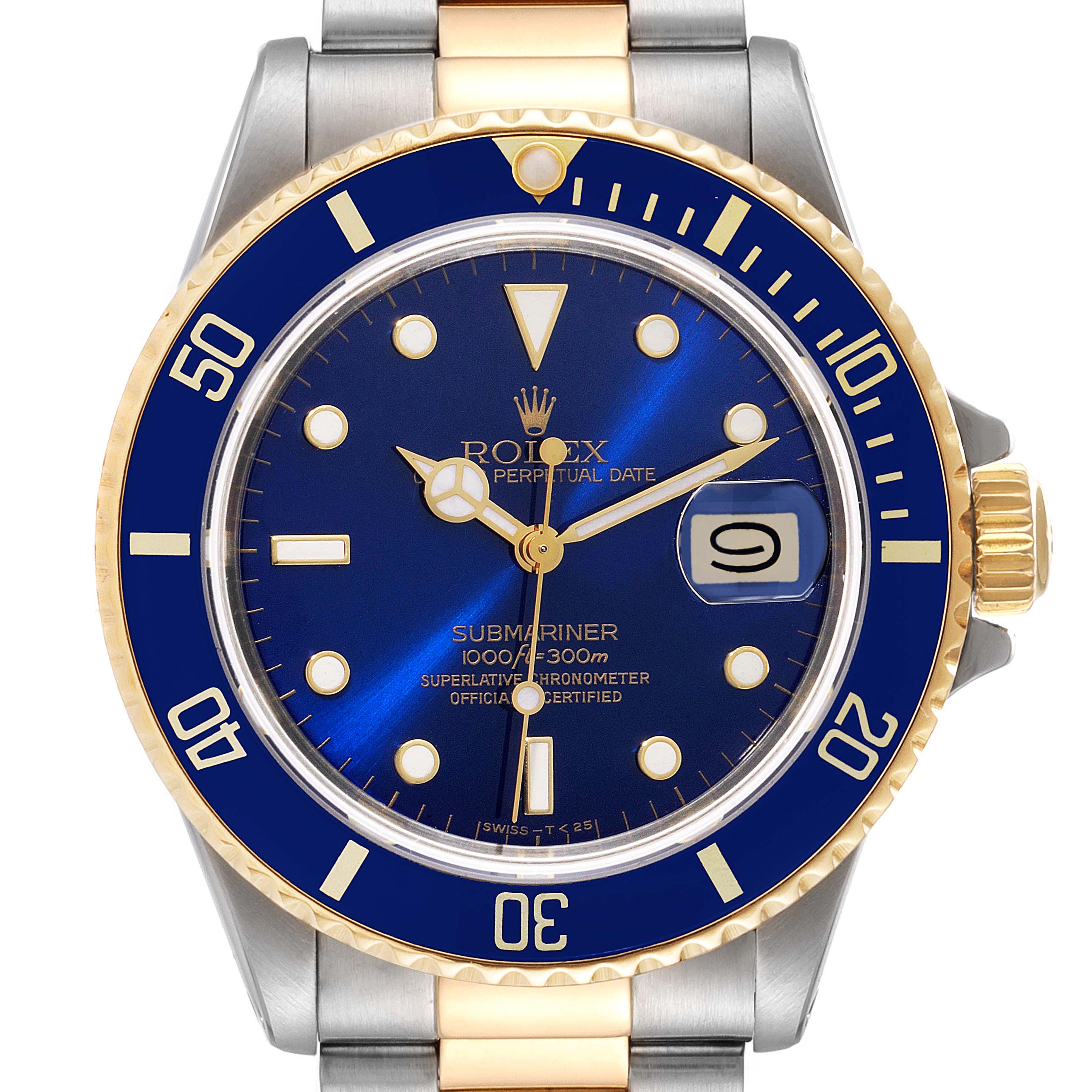Rolex Submariner Steel 18K Yellow Gold Blue Dial Mens Watch 16803