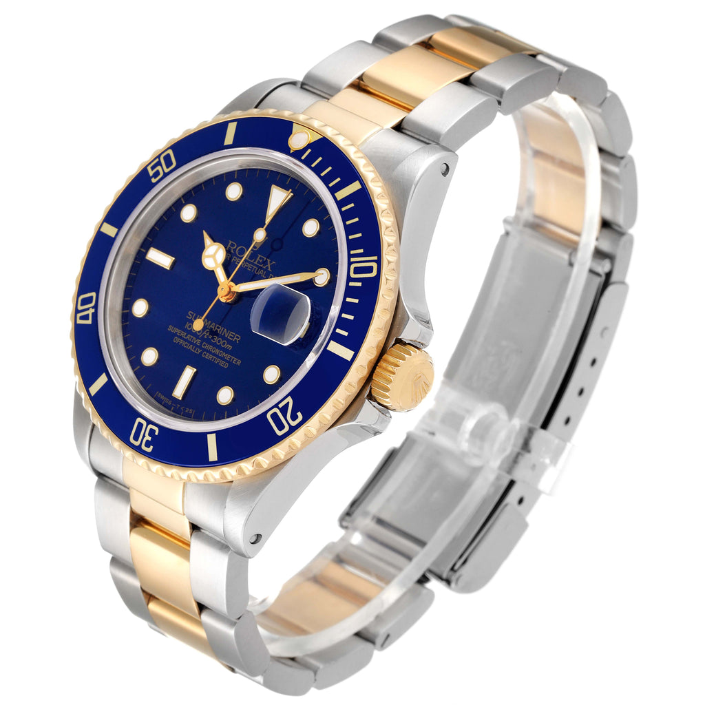 Rolex Submariner Steel 18K Yellow Gold Blue Dial Mens Watch 16803