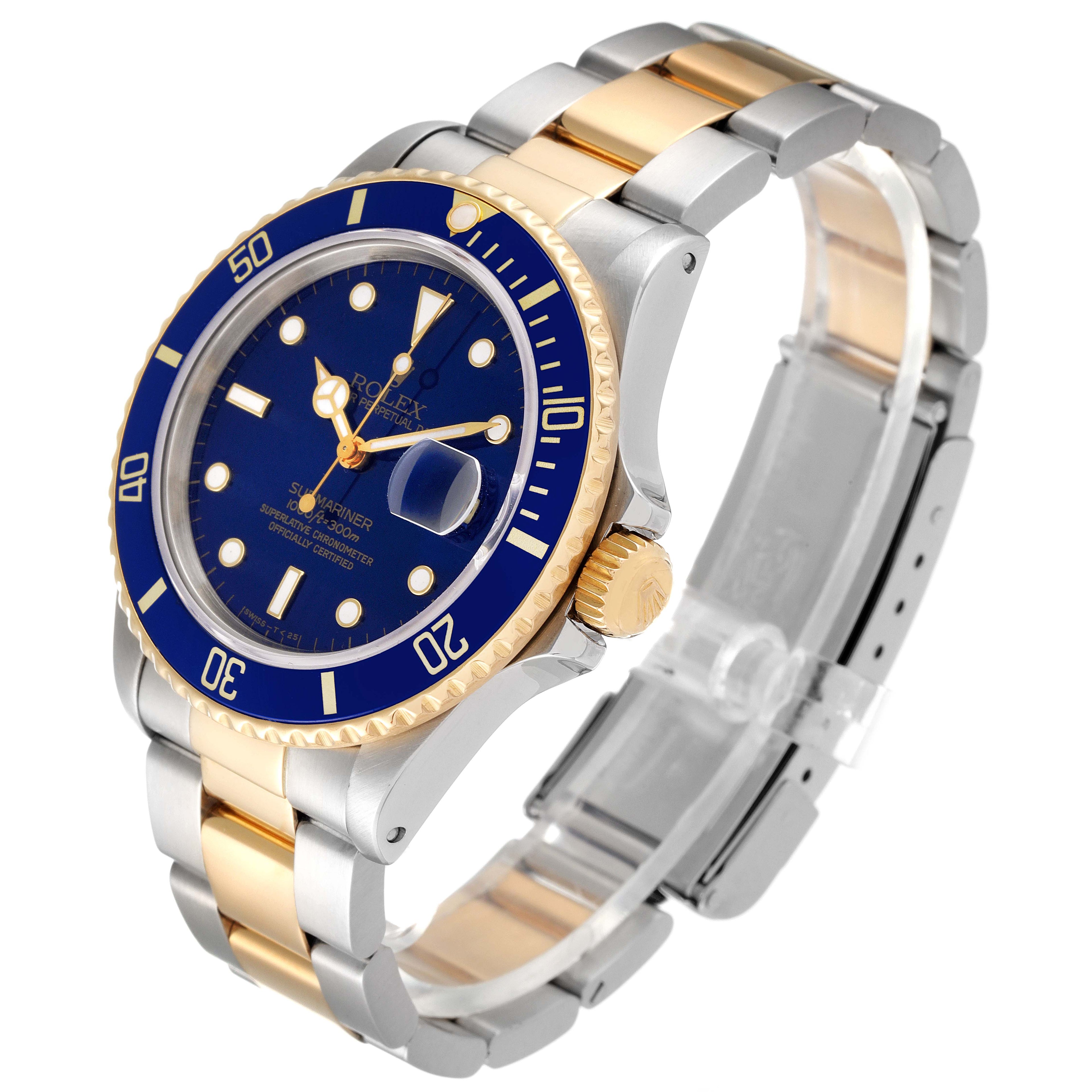 Rolex Submariner Steel 18K Yellow Gold Blue Dial Mens Watch 16803