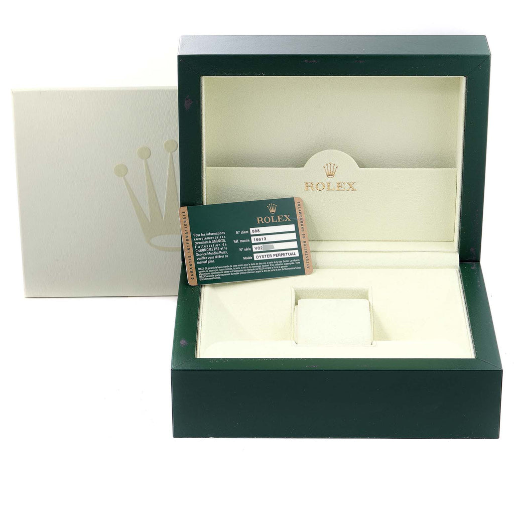 Rolex Submariner Steel Gold Diamond Sapphire Serti Dial Watch 16613 Box Card