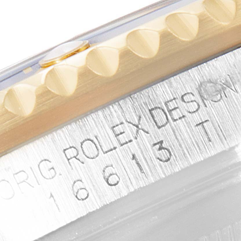 Rolex Submariner Steel Gold Diamond Sapphire Serti Dial Watch 16613 Box Card
