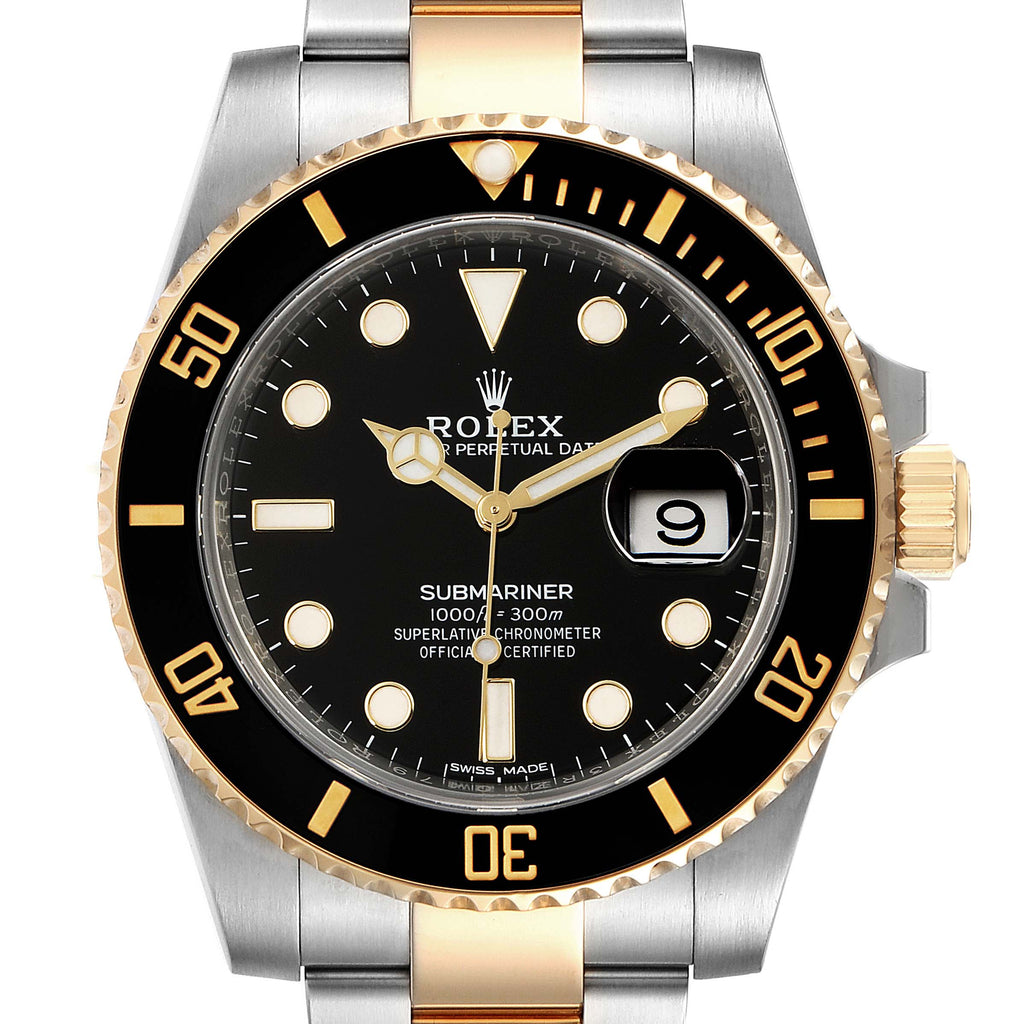 Rolex Submariner Steel Yellow Gold Black Dial Automatic Mens Watch 116613
