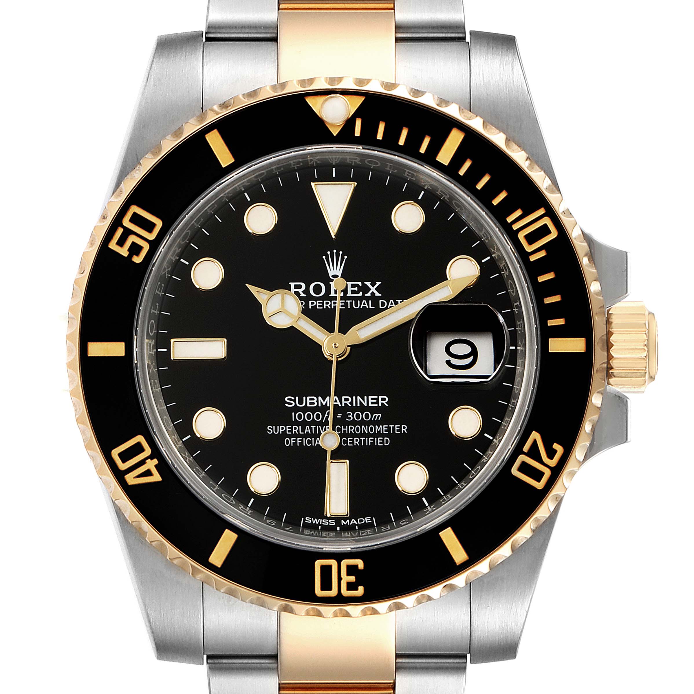 Rolex Submariner Steel Yellow Gold Black Dial Automatic Mens Watch 116613