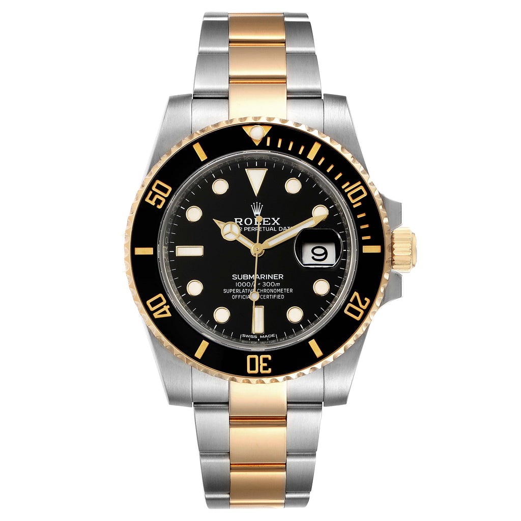 Rolex Submariner Steel Yellow Gold Black Dial Automatic Mens Watch 116613