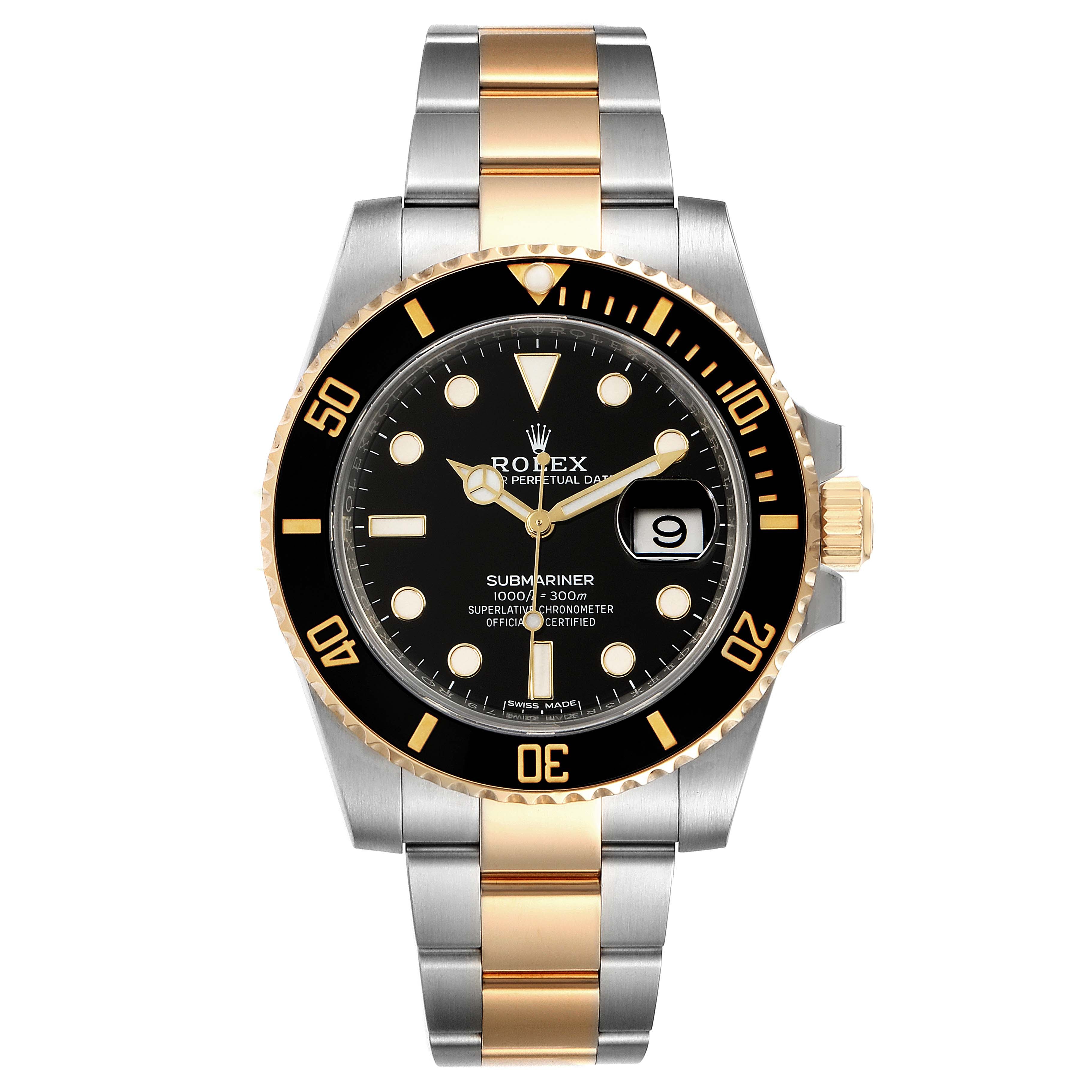 Rolex Submariner Steel Yellow Gold Black Dial Automatic Mens Watch 116613