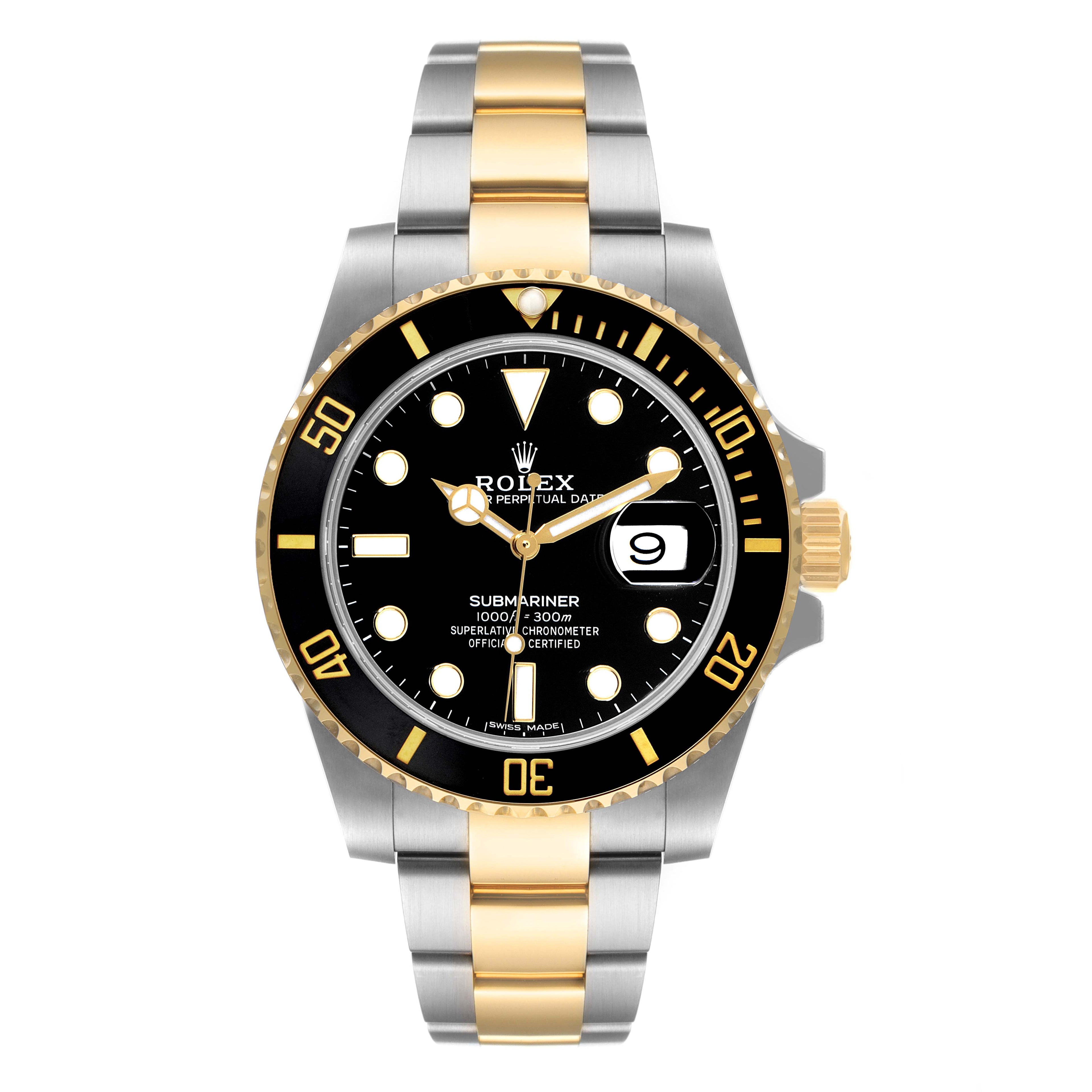 Rolex Submariner Steel Yellow Gold Black Dial Mens Watch 116613 Unworn