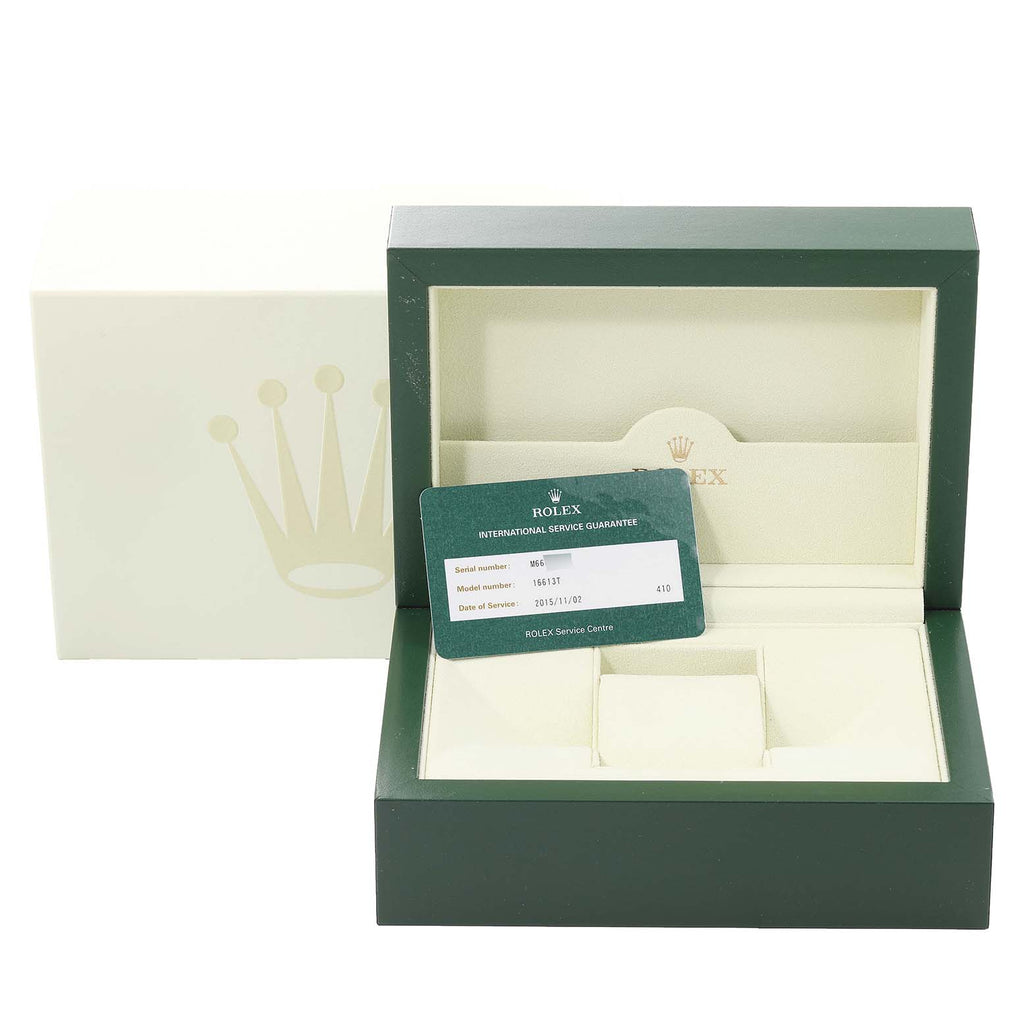 Rolex Submariner Steel Yellow Gold Black Dial Mens Watch 16613 Box Service Card