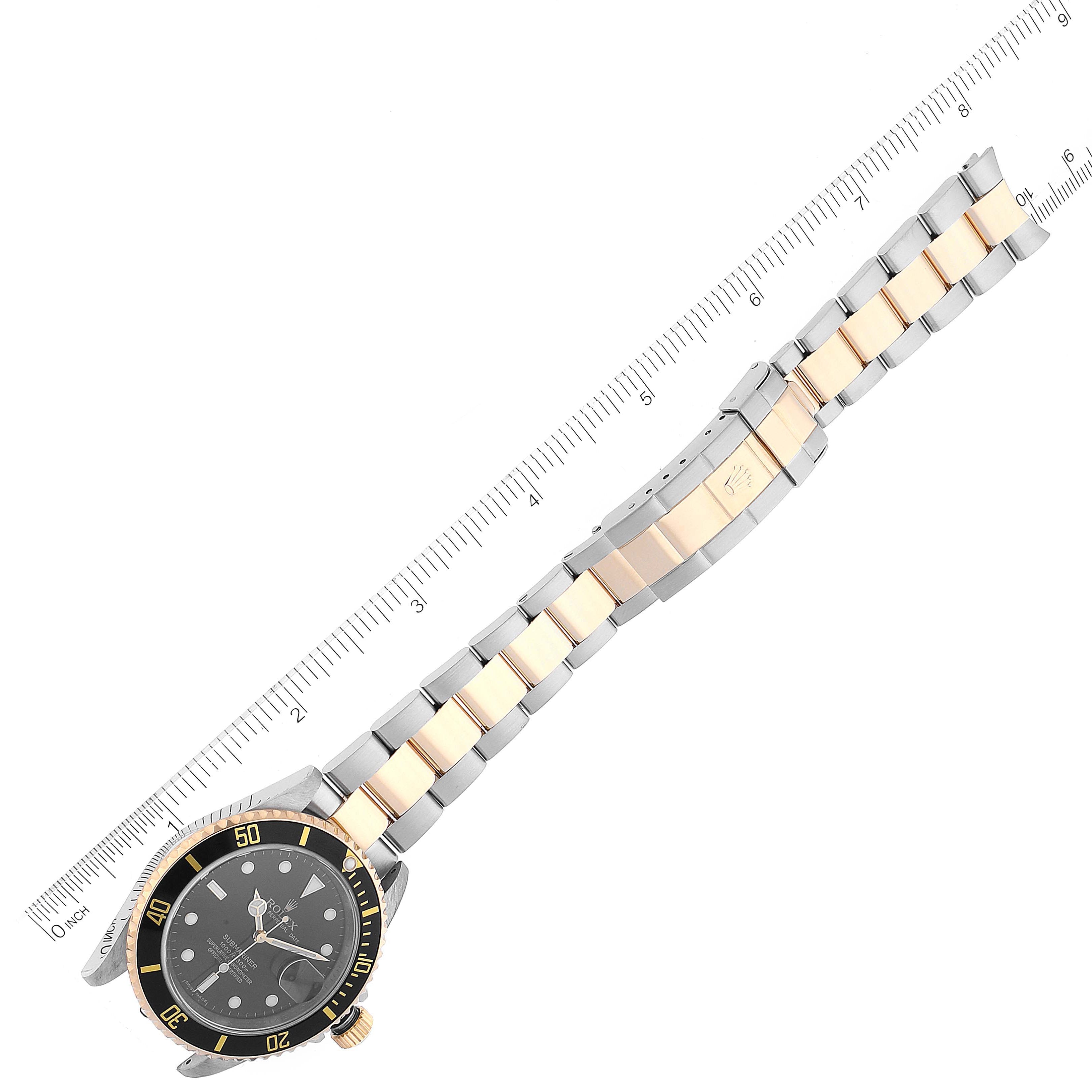 Rolex Submariner Steel Yellow Gold Black Dial Mens Watch 16613 Box Service Card