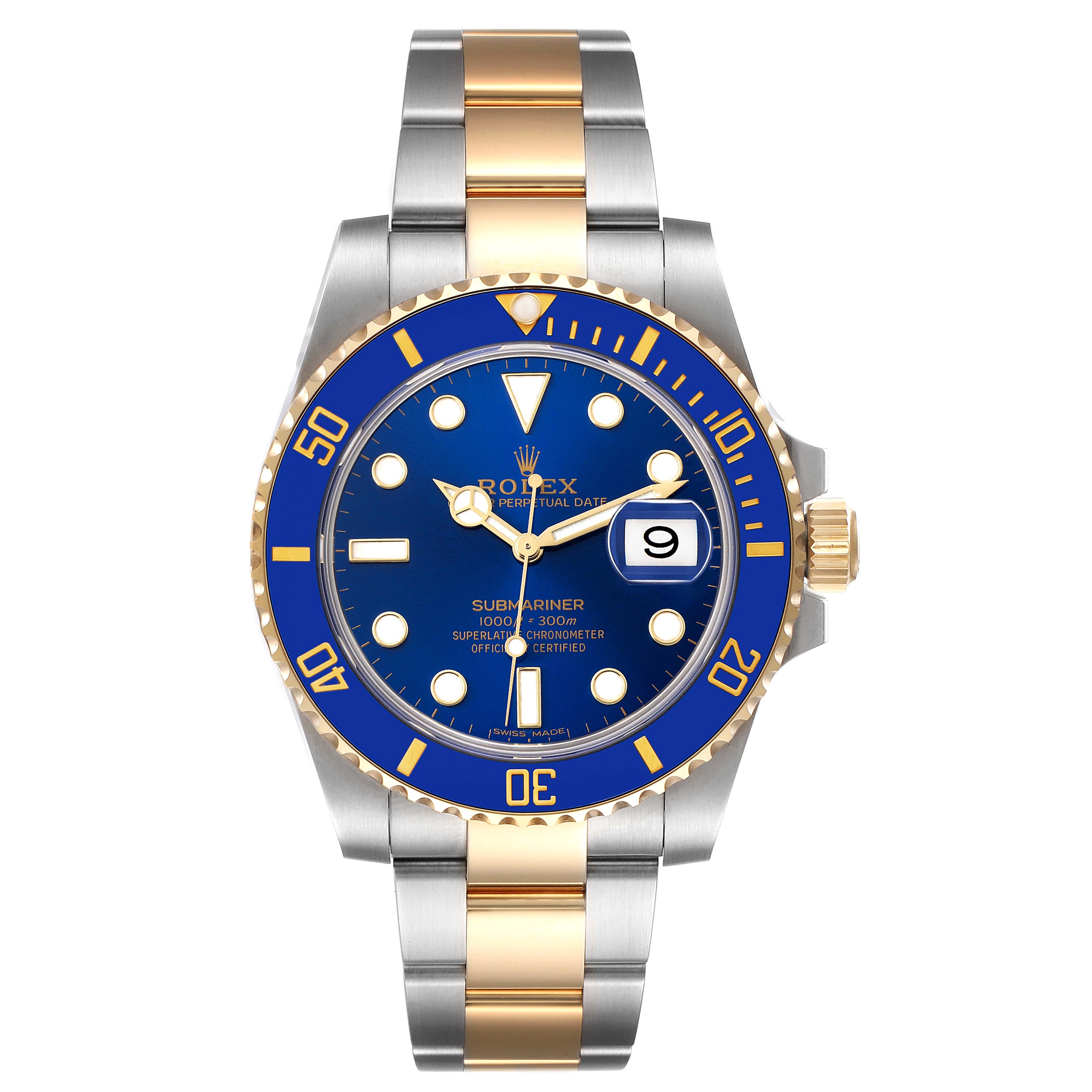 Rolex Submariner Steel Yellow Gold Blue Dial Mens Watch 116613 Unworn