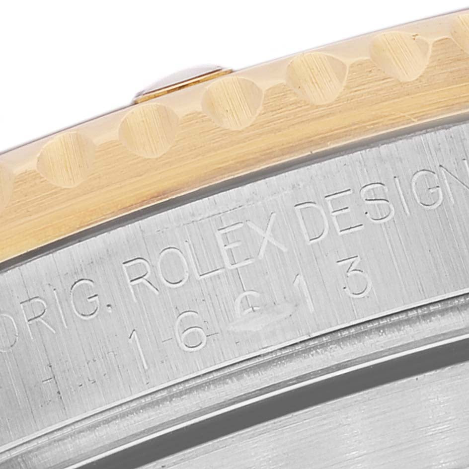 Rolex Submariner Steel Yellow Gold Diamond Sapphire Serti Dial Mens Watch 16613 Box Service Card