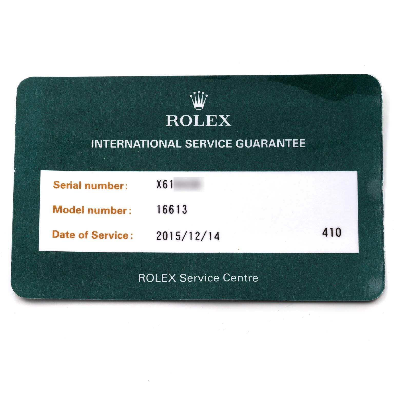 Rolex Submariner Steel Yellow Gold Serti Dial Mens Watch 16613 Box Service Card