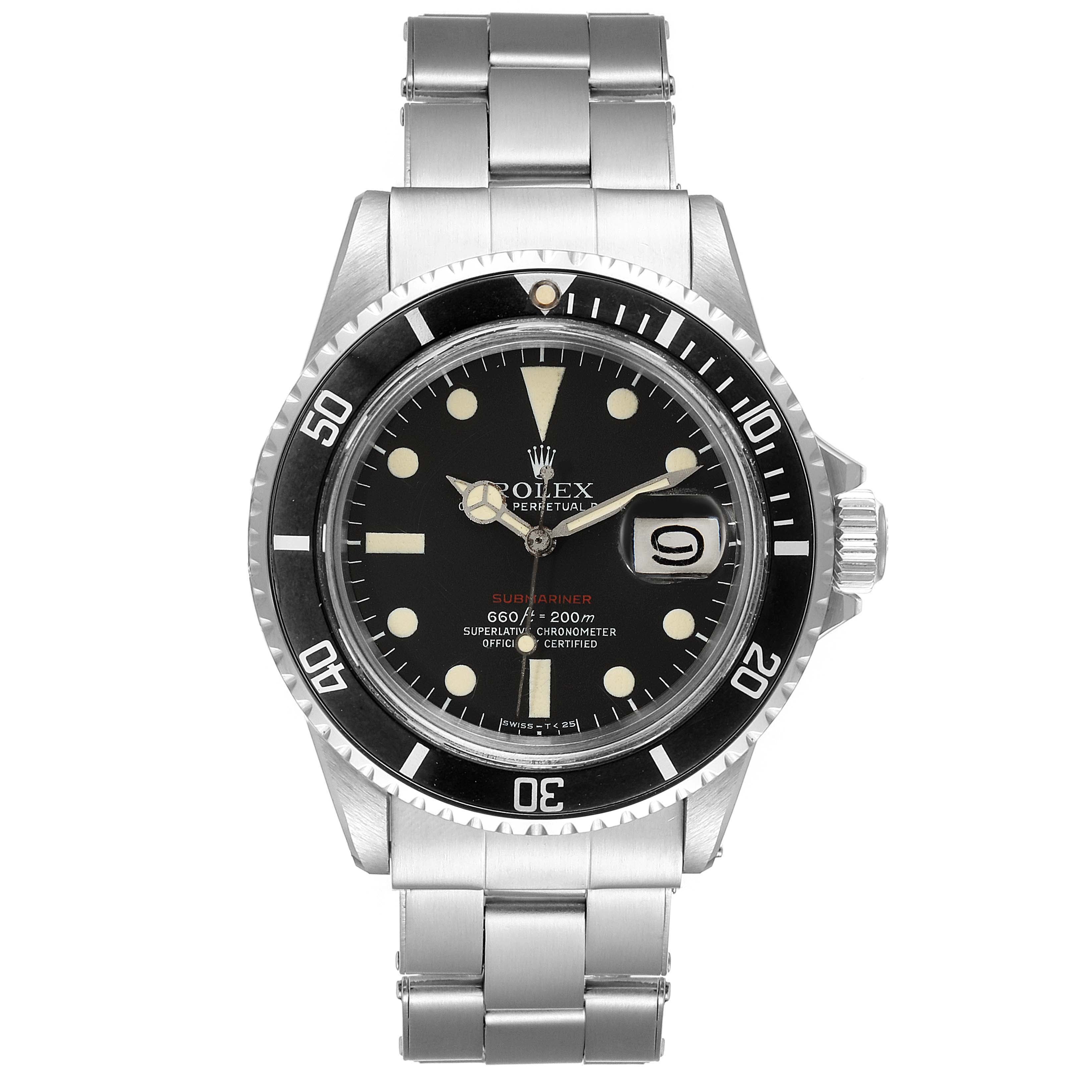 Rolex Submariner Vintage Black Mark V Dial Steel Mens Watch 1680